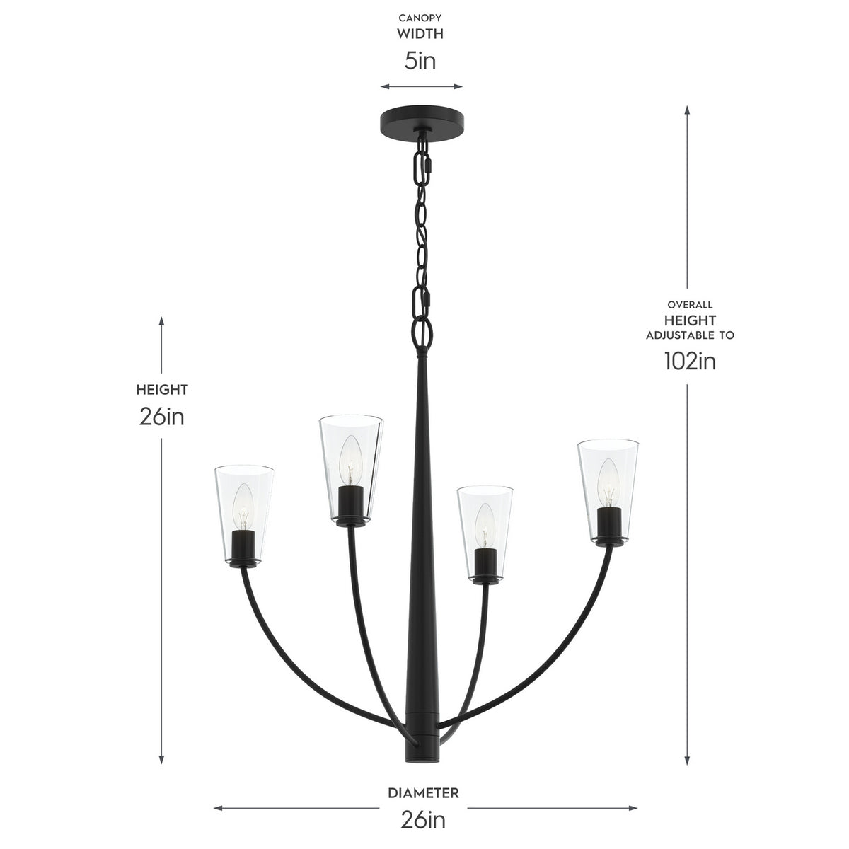 Progress Lighting - P400453-31M - Four Light Chandelier - Jheni - Matte Black