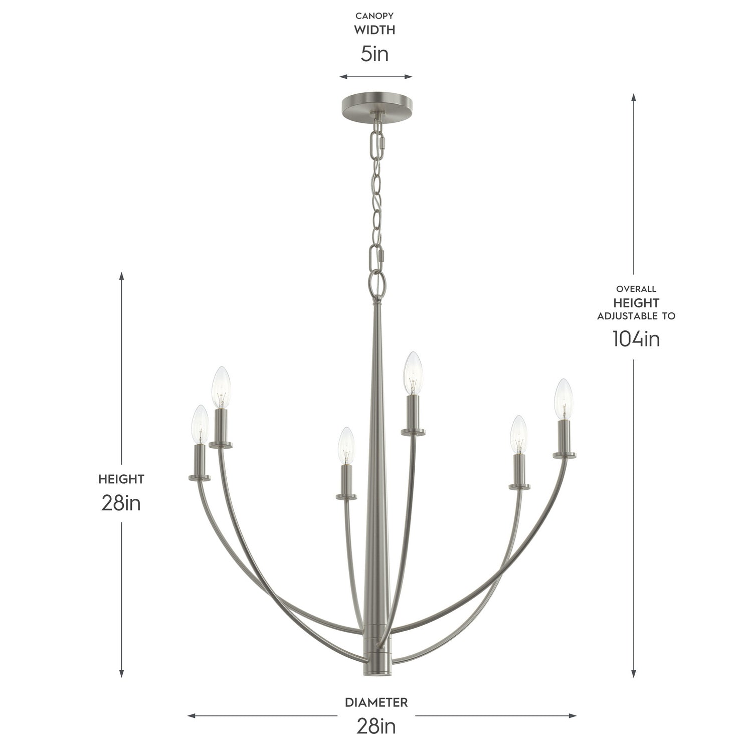 Progress Lighting - P400459-009 - Six Light Chandelier - Jheni - Brushed Nickel