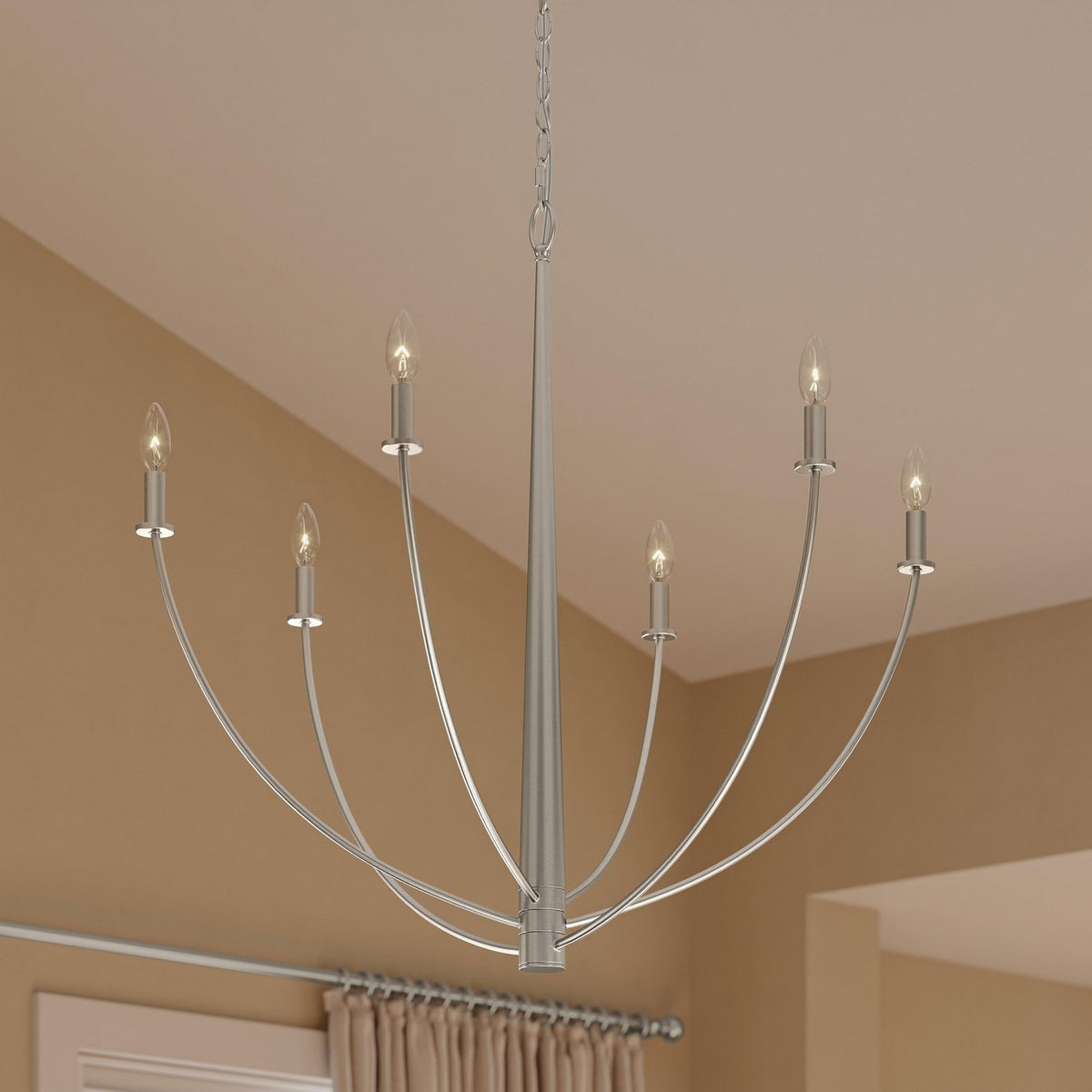 Progress Lighting - P400460-009 - Six Light Chandelier - Jheni - Brushed Nickel