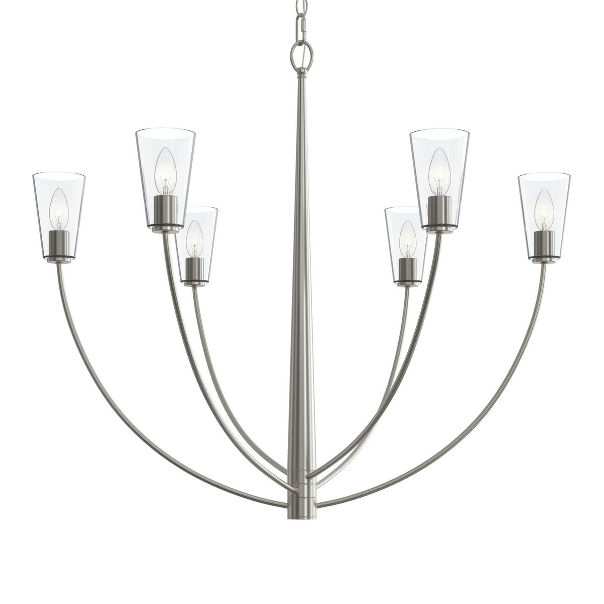 Progress Lighting - P400455-009 - Six Light Chandelier - Jheni - Brushed Nickel