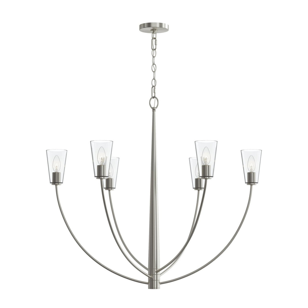 Progress Lighting - P400455-009 - Six Light Chandelier - Jheni - Brushed Nickel