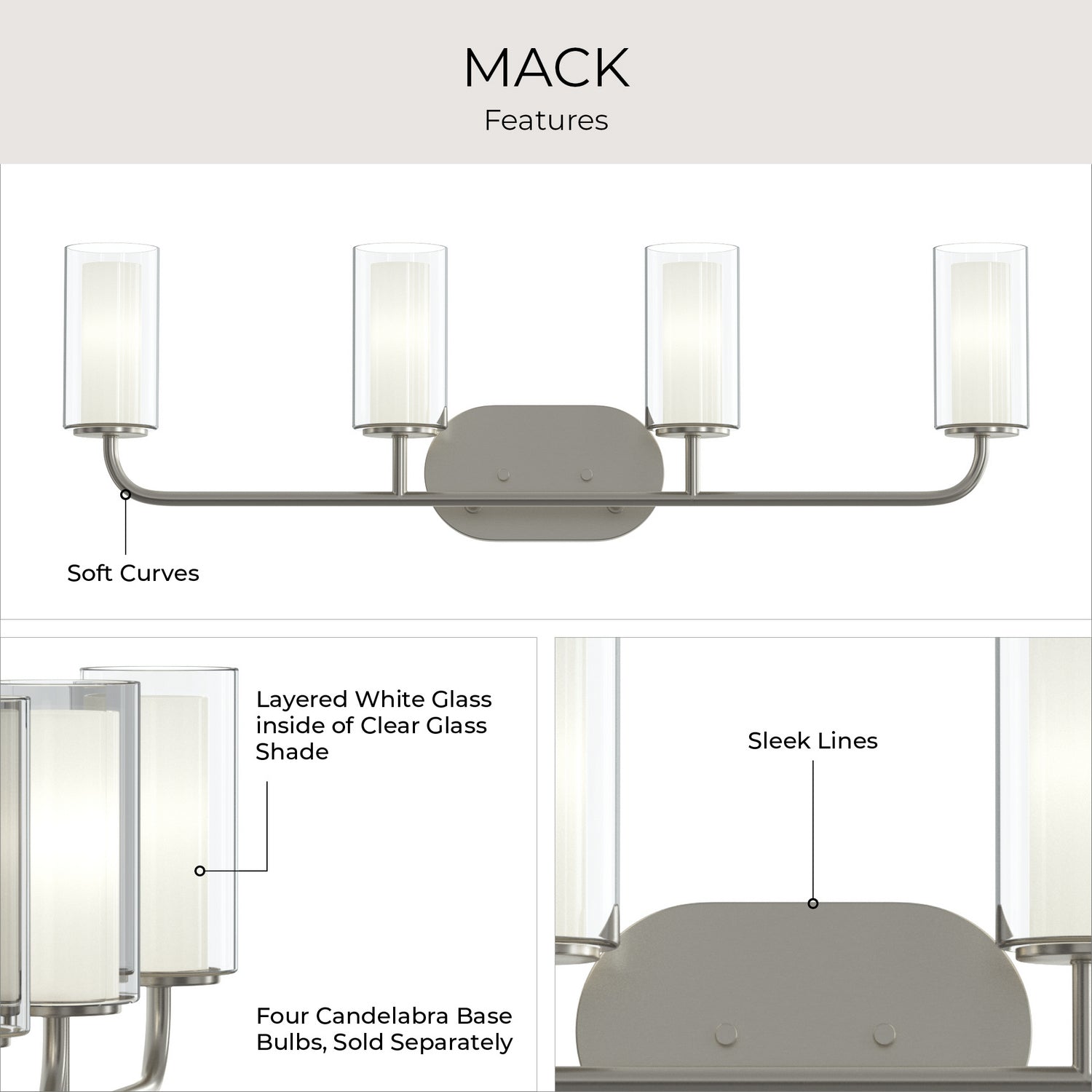 Progress Lighting - P300577-009 - Four Light Bath Vanity - Mack - Brushed Nickel