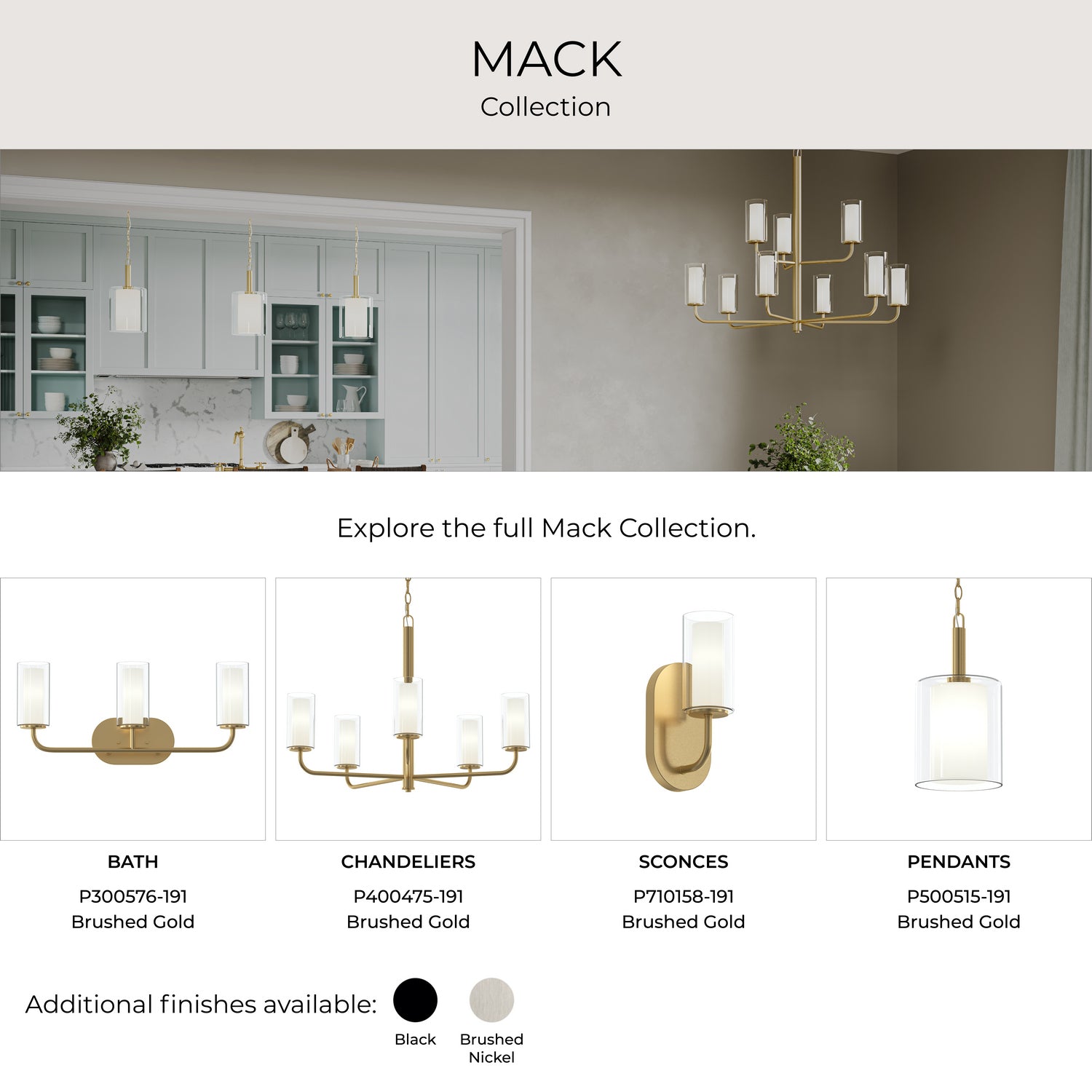 Progress Lighting - P300577-191 - Four Light Bath Vanity - Mack - Brushed Gold