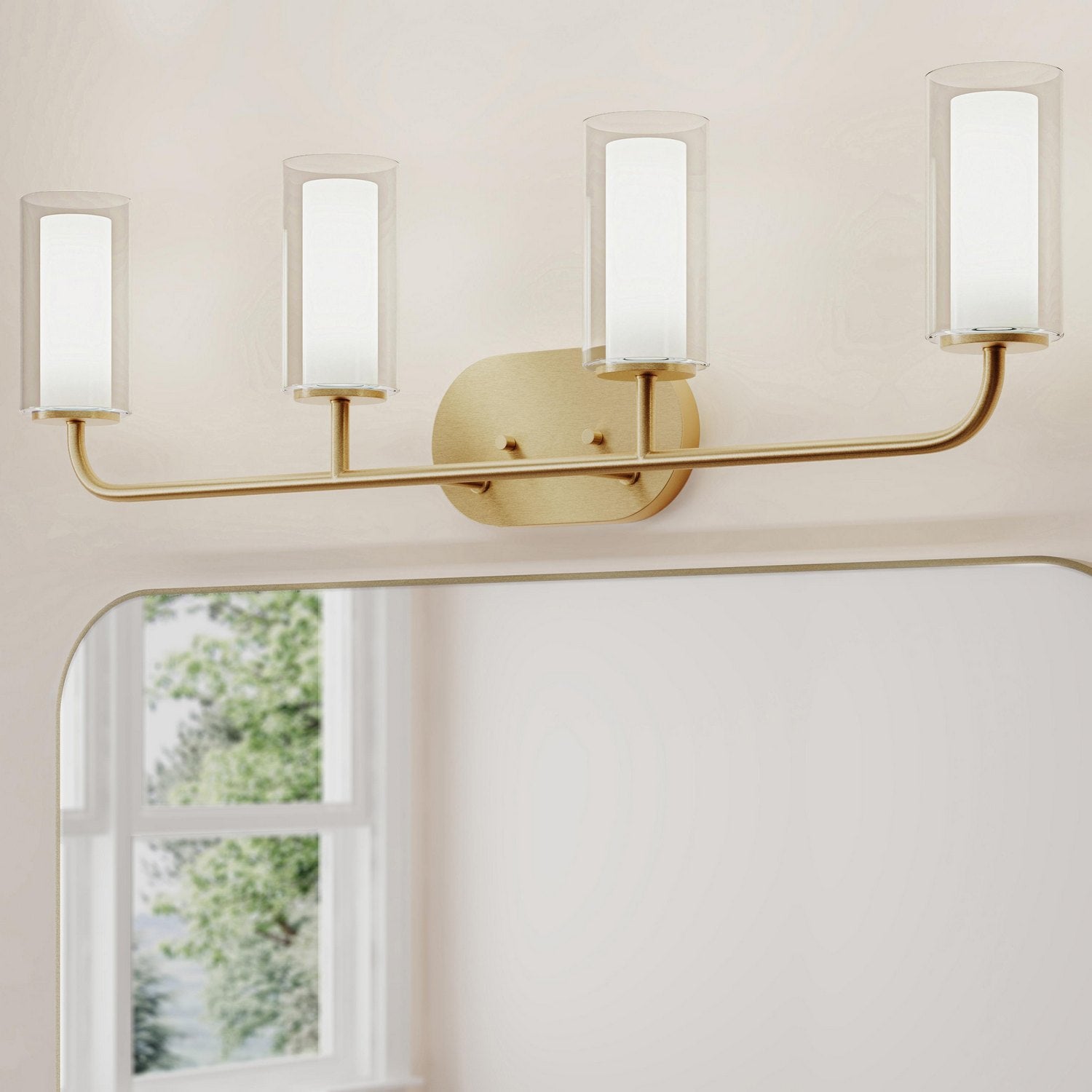 Progress Lighting - P300577-191 - Four Light Bath Vanity - Mack - Brushed Gold