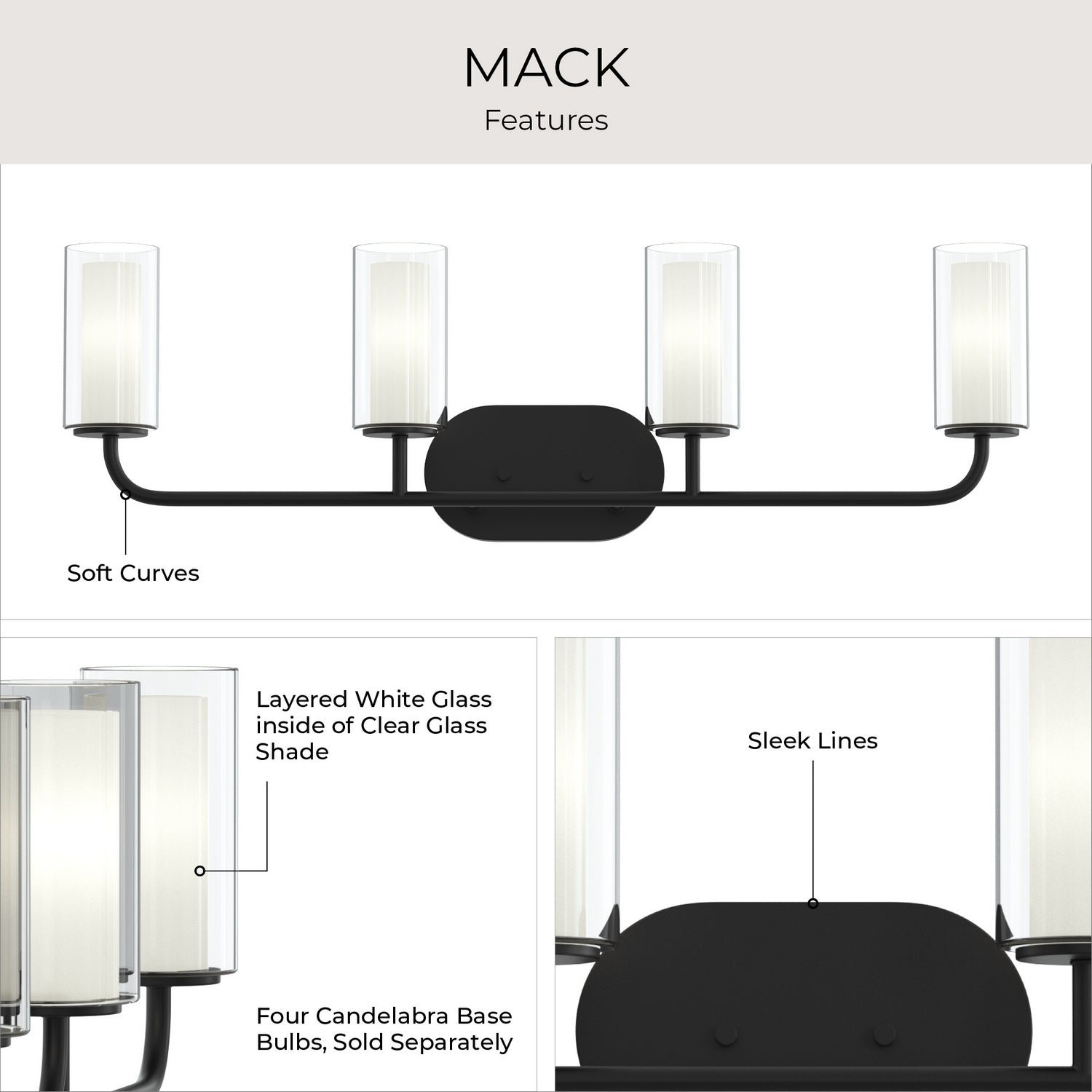 Progress Lighting - P300577-31M - Four Light Bath Vanity - Mack - Matte Black
