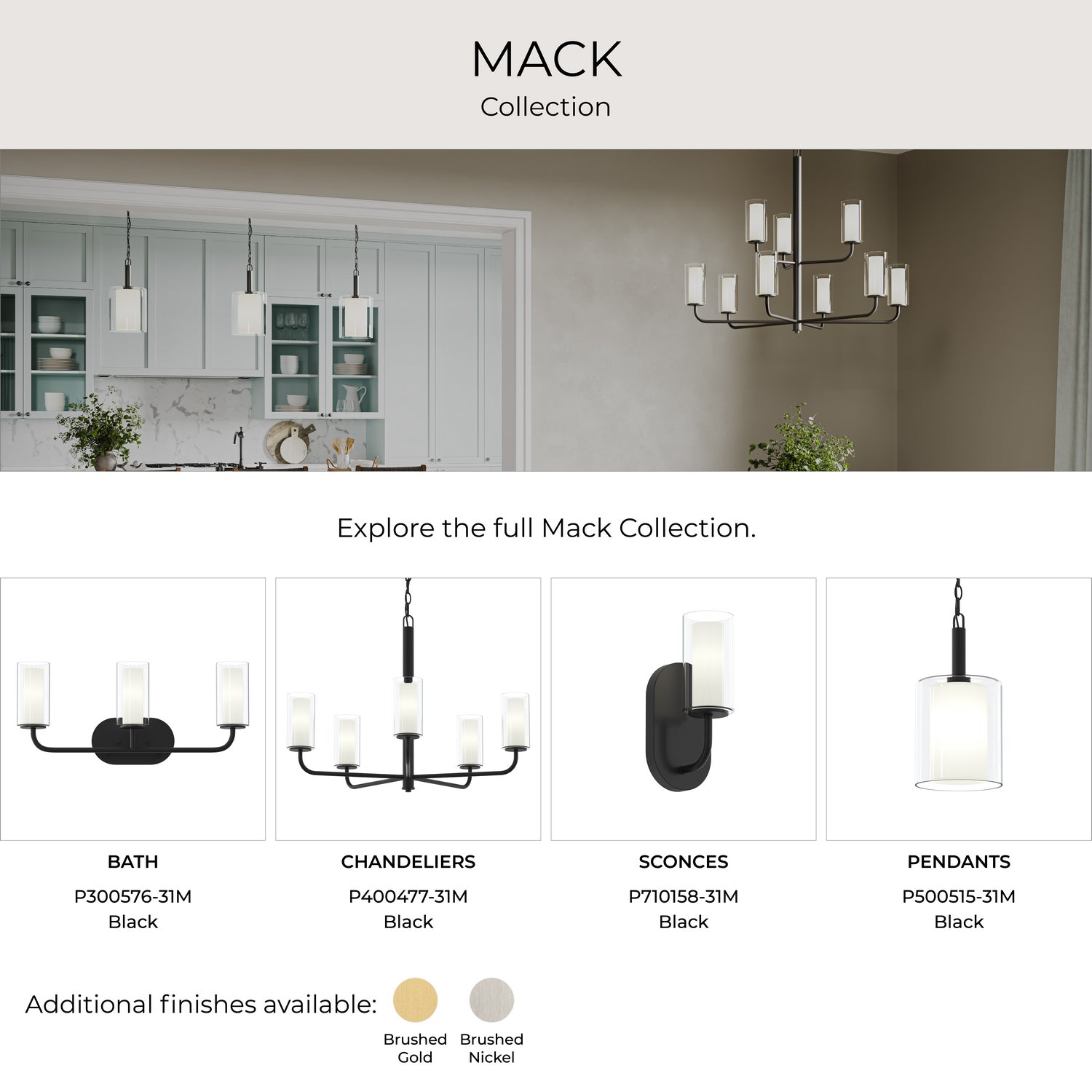 Progress Lighting - P300577-31M - Four Light Bath Vanity - Mack - Matte Black