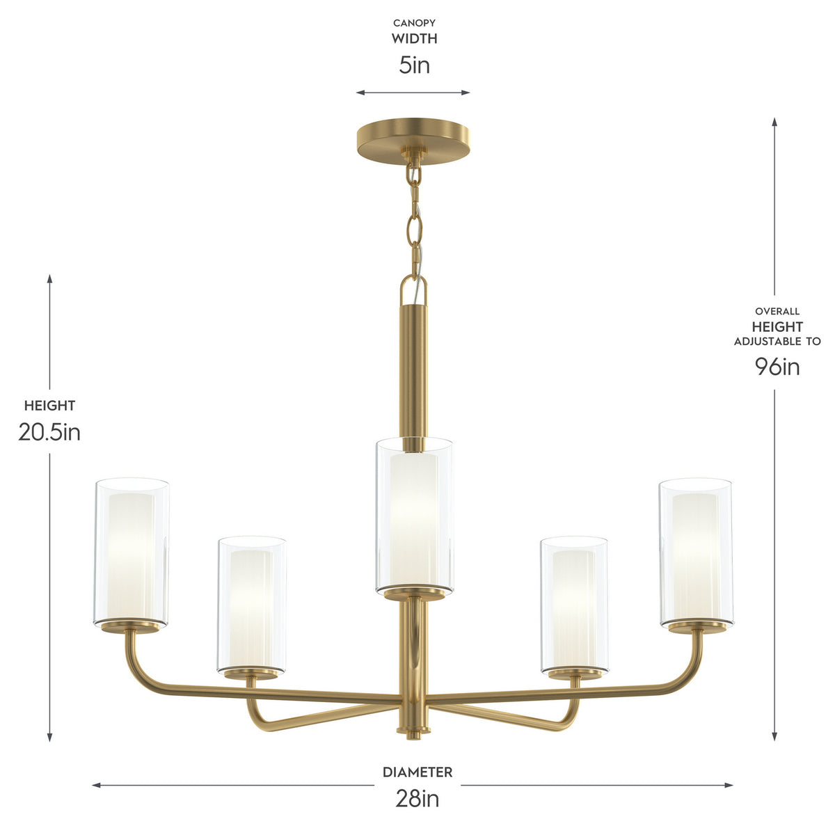 Progress Lighting - P400475-191 - Five Light Chandelier - Mack - Brushed Gold