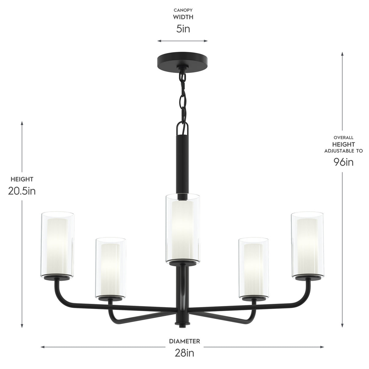 Progress Lighting - P400475-31M - Five Light Chandelier - Mack - Matte Black