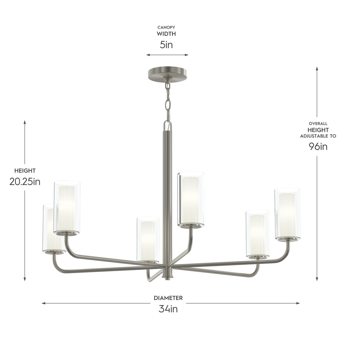 Progress Lighting - P400477-009 - Six Light Chandelier - Mack - Brushed Nickel