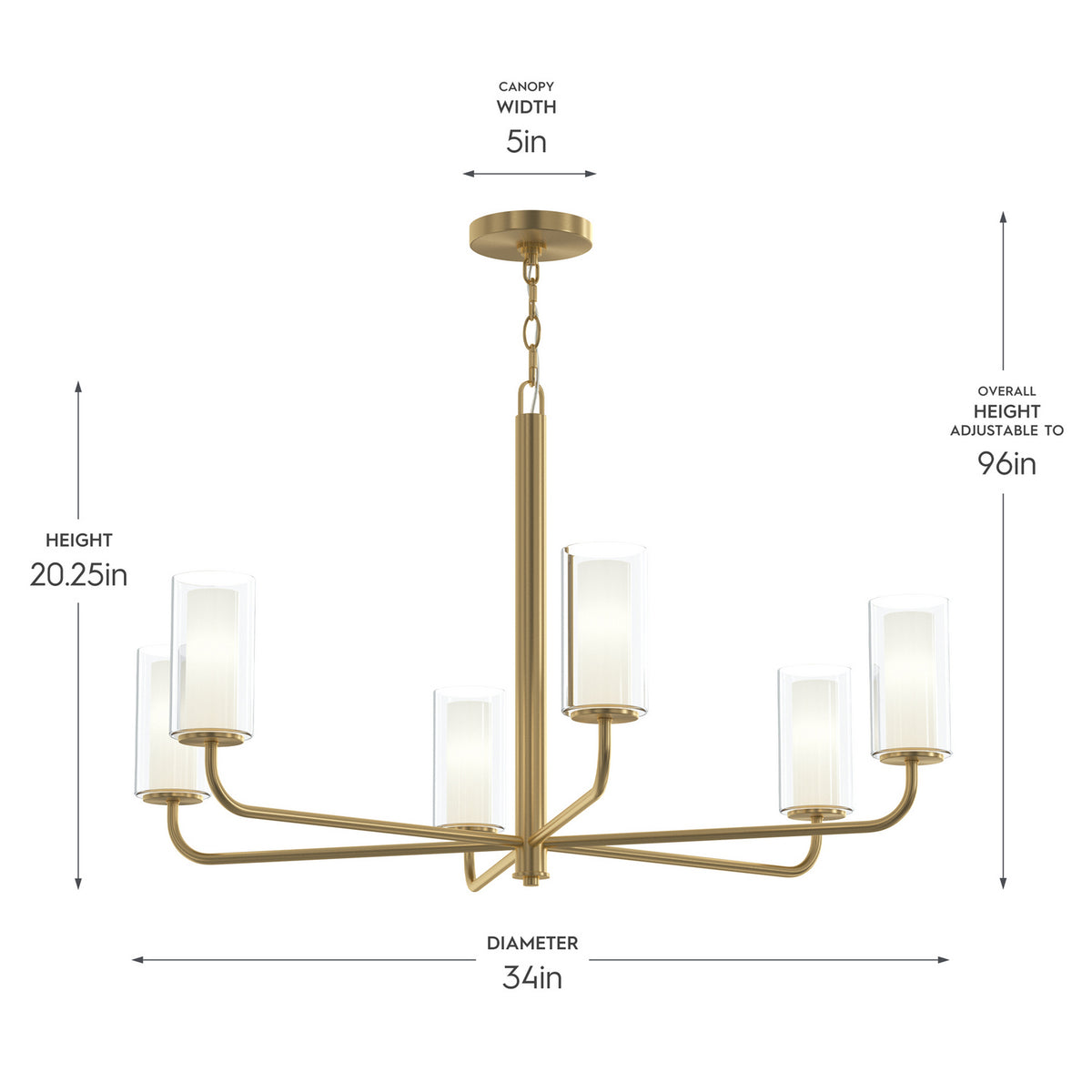 Progress Lighting - P400477-191 - Six Light Chandelier - Mack - Brushed Gold