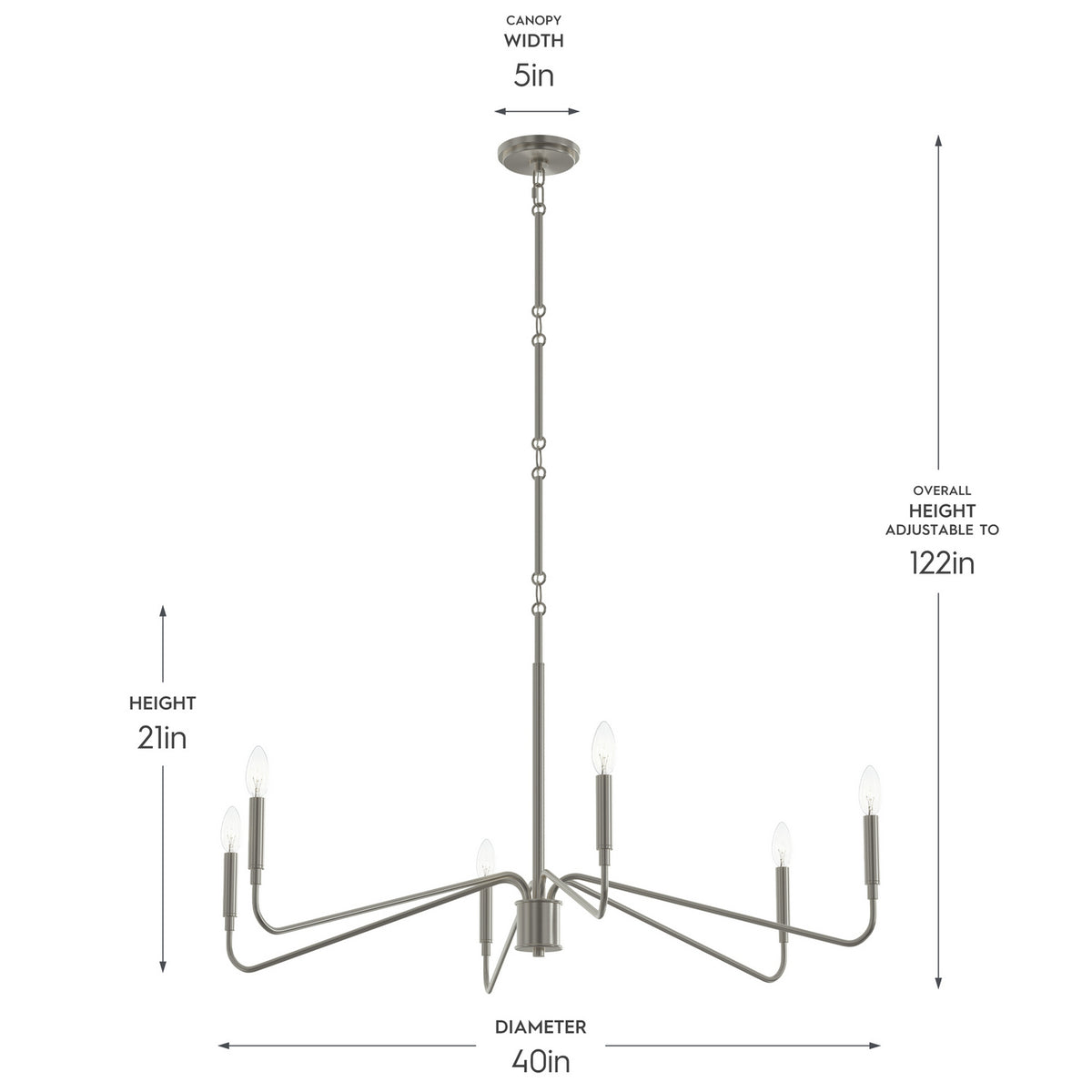 Progress Lighting - P400472-009 - Six Light Chandelier - Pilar - Brushed Nickel