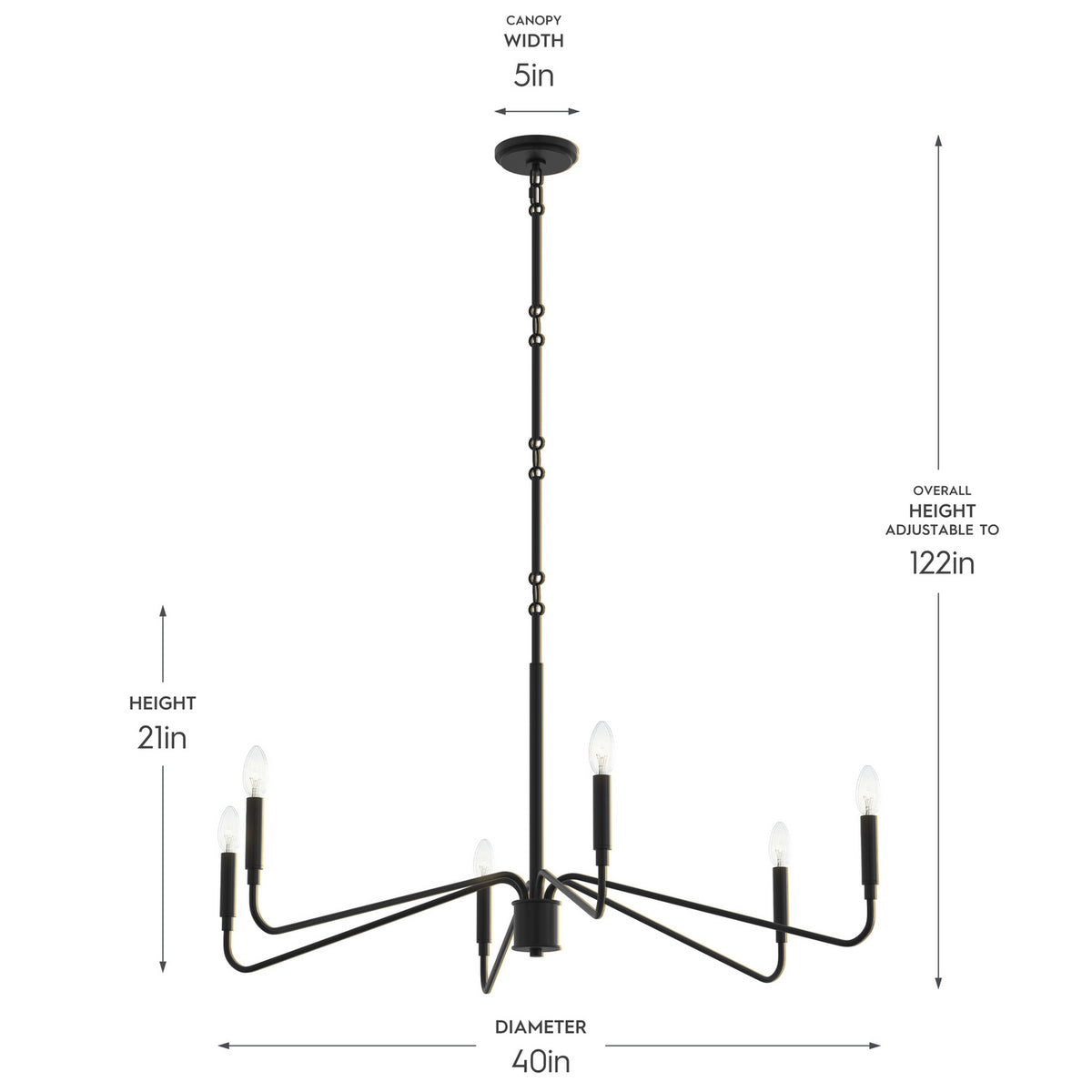 Progress Lighting - P400472-31M - Six Light Chandelier - Pilar - Matte Black