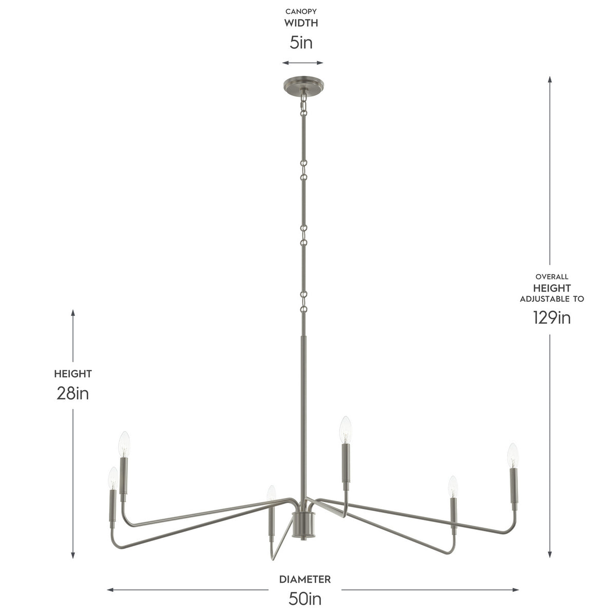 Progress Lighting - P400473-009 - Six Light Chandelier - Pilar - Brushed Nickel