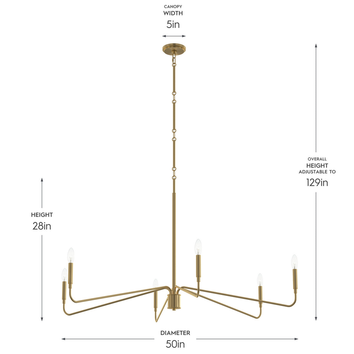 Progress Lighting - P400473-191 - Six Light Chandelier - Pilar - Brushed Gold