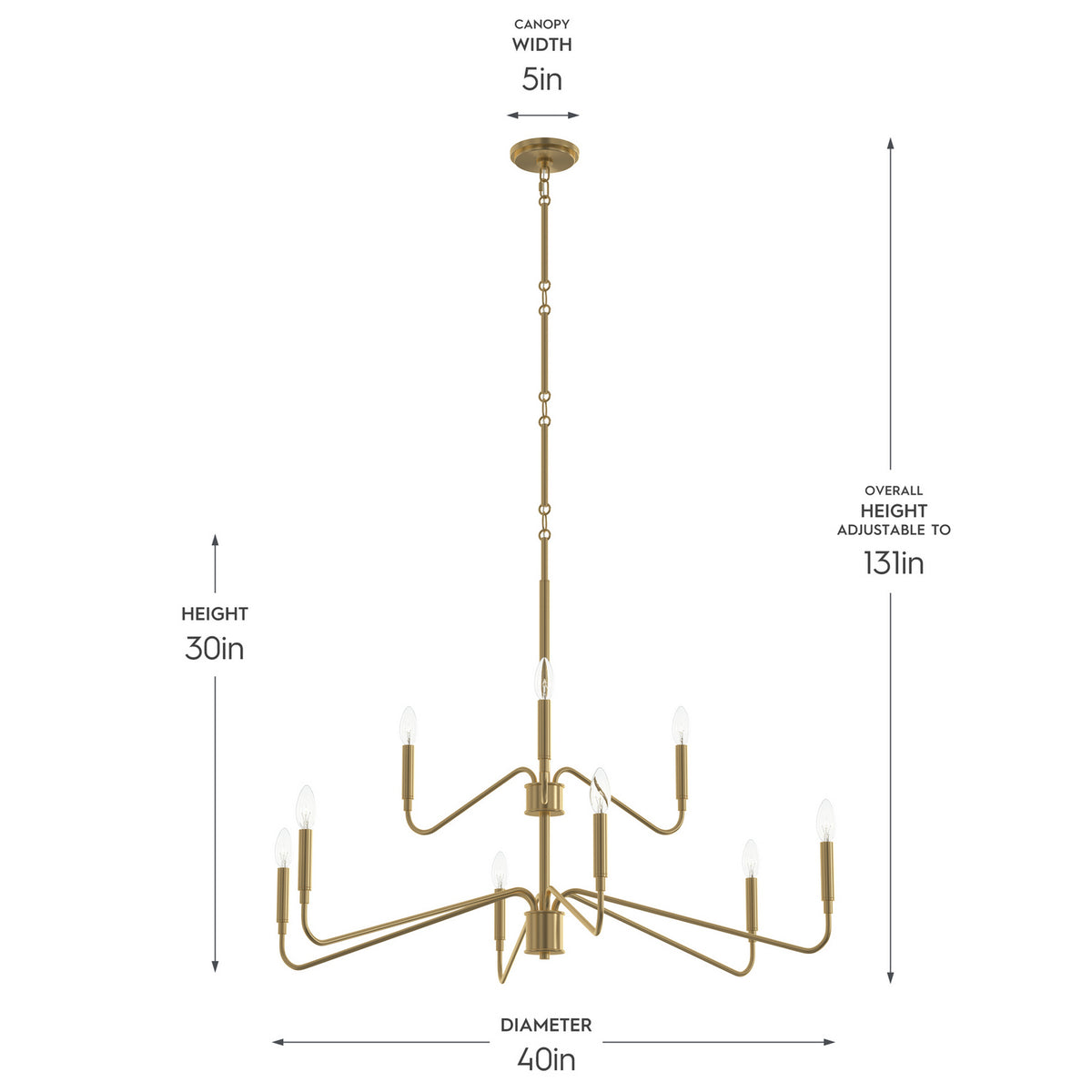 Progress Lighting - P400474-191 - Nine Light Chandelier - Pilar - Brushed Gold