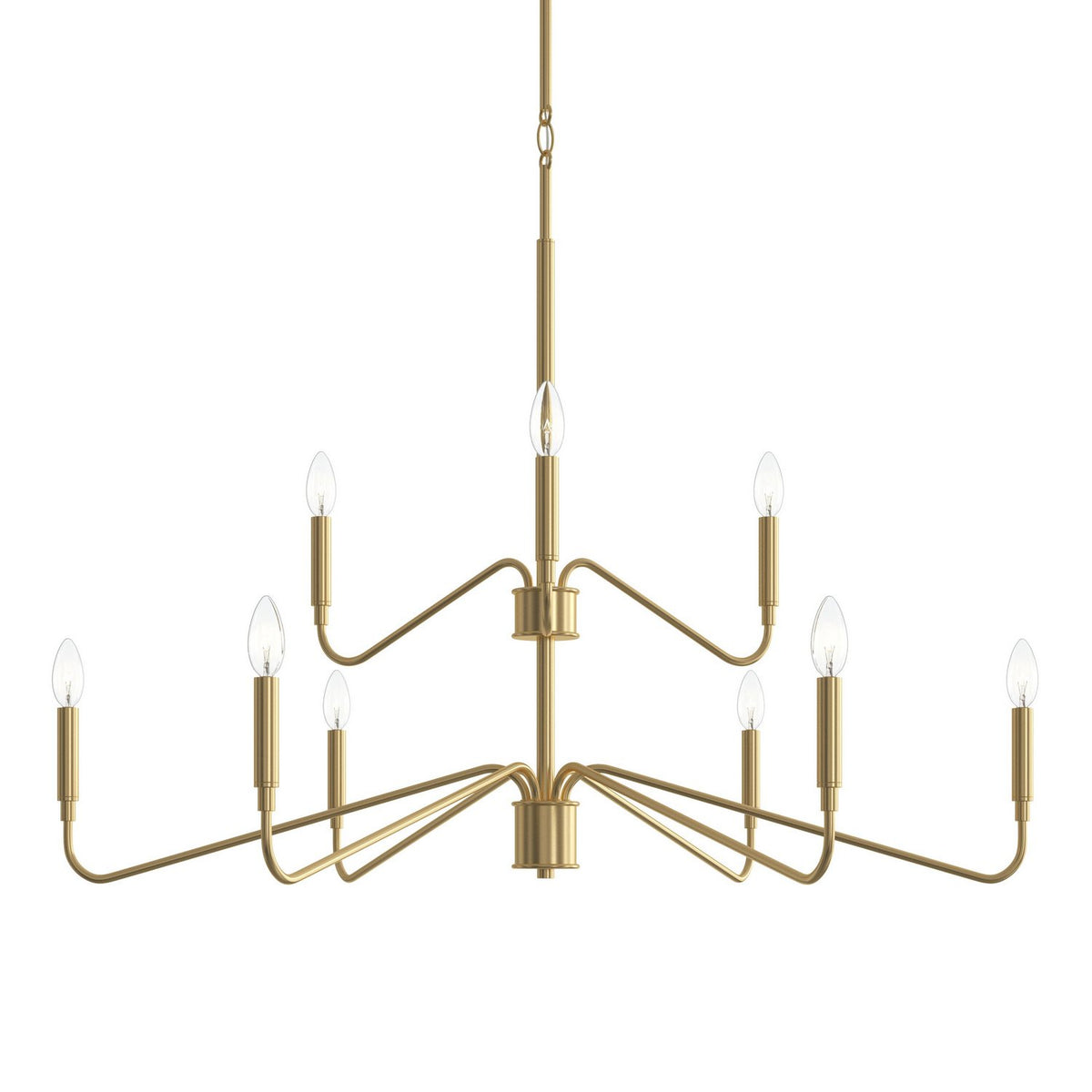 Progress Lighting - P400474-191 - Nine Light Chandelier - Pilar - Brushed Gold
