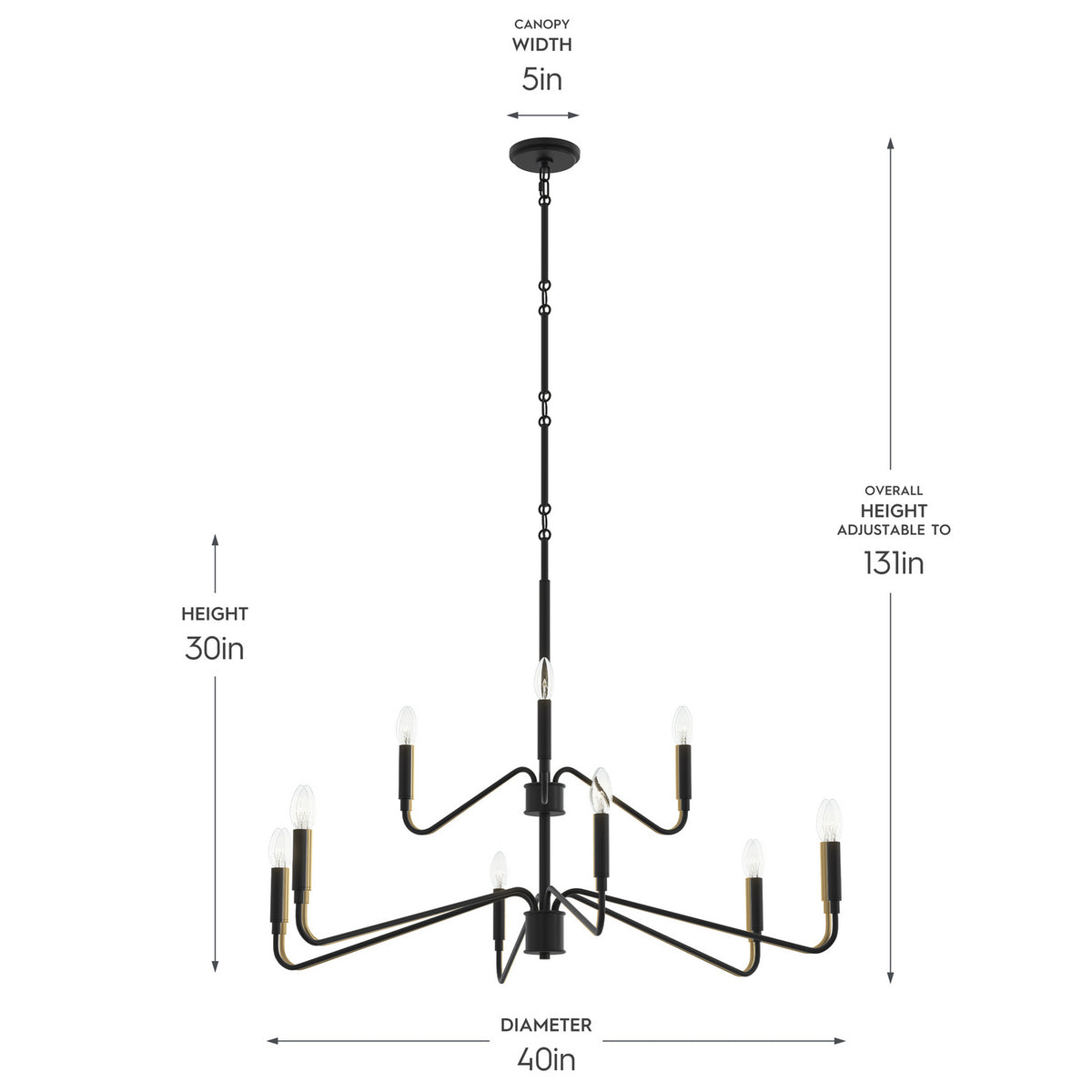 Progress Lighting - P400474-31M - Nine Light Chandelier - Pilar - Matte Black