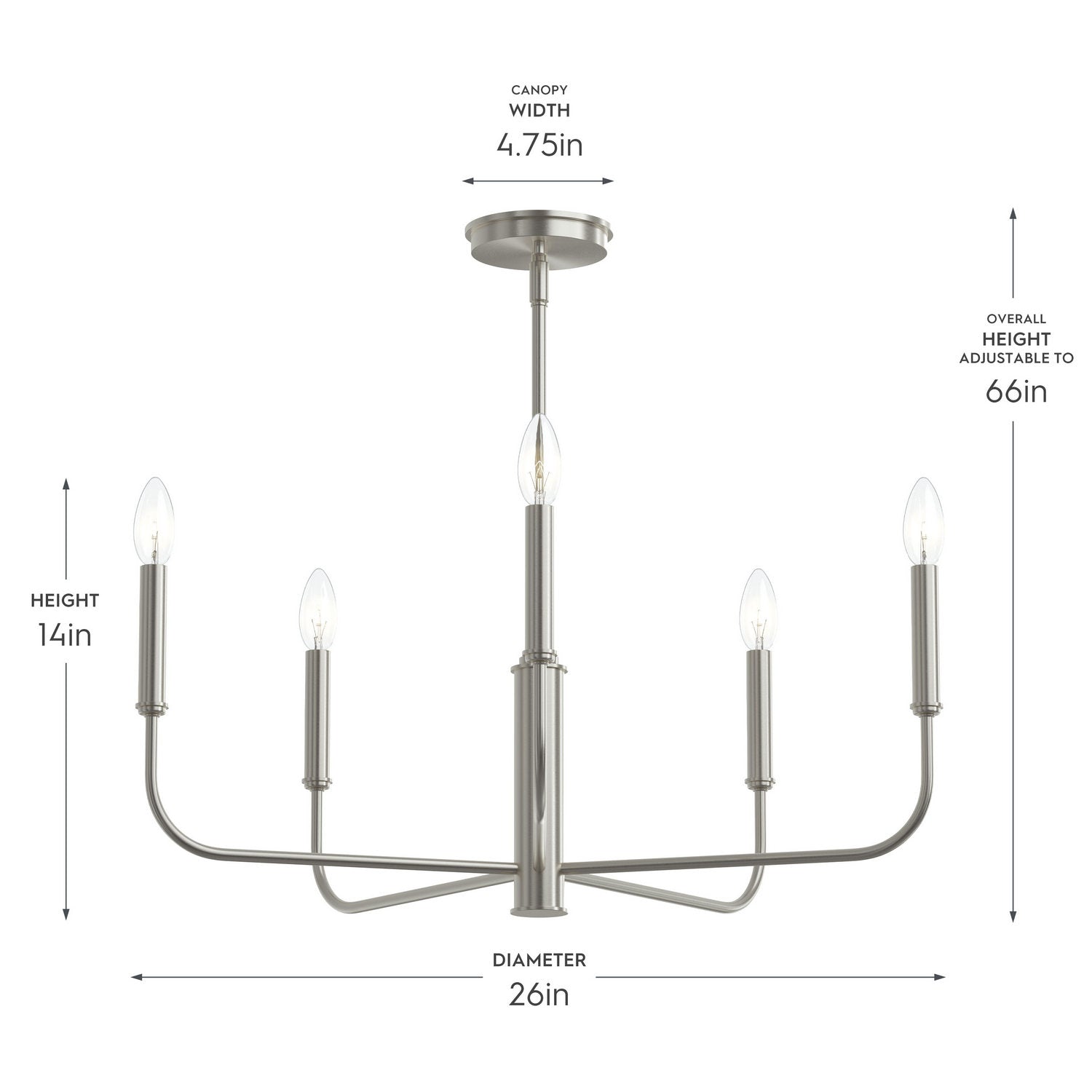 Progress Lighting - P400446-009 - Five Light Chandelier - Reines - Brushed Nickel
