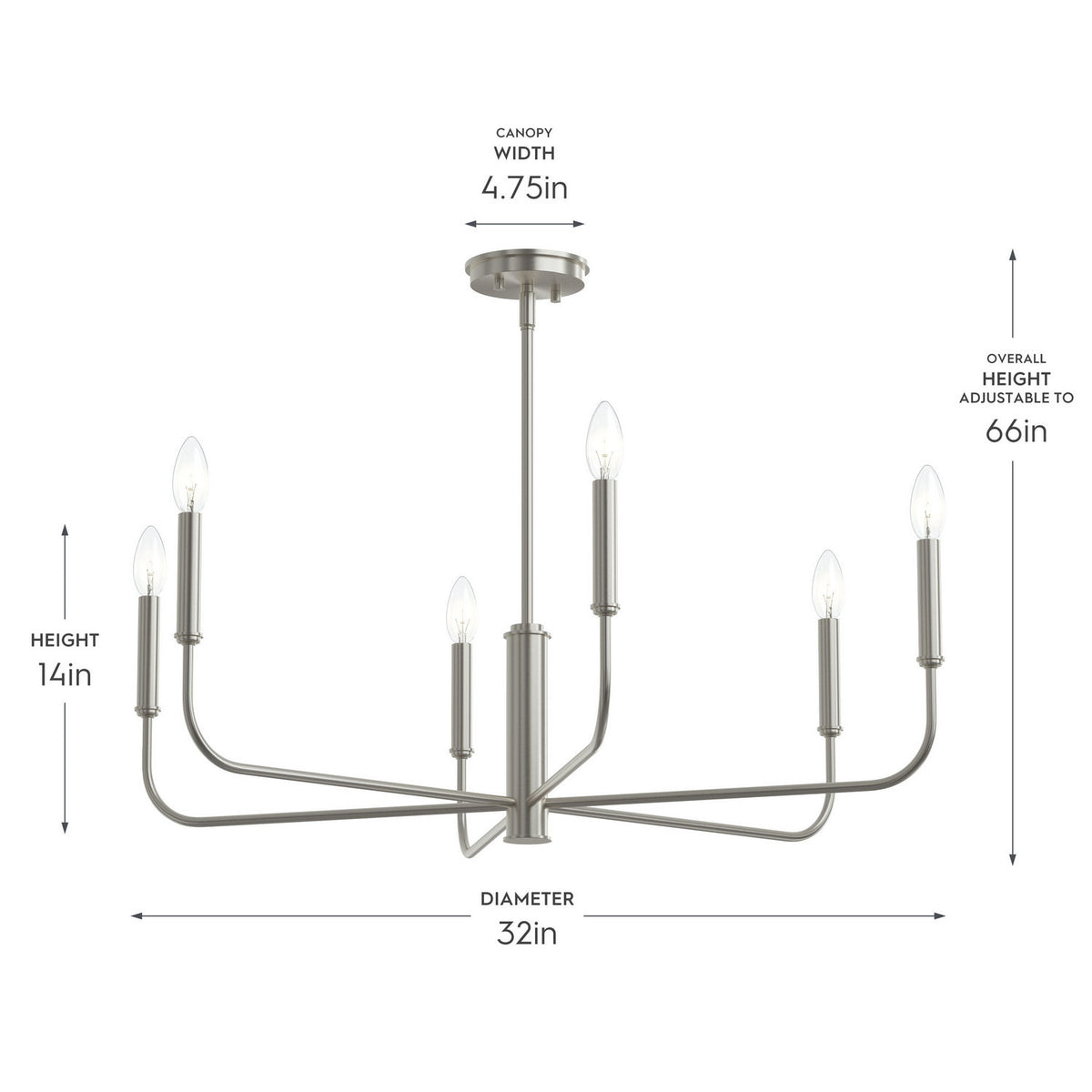 Progress Lighting - P400448-009 - Six Light Chandelier - Reines - Brushed Nickel