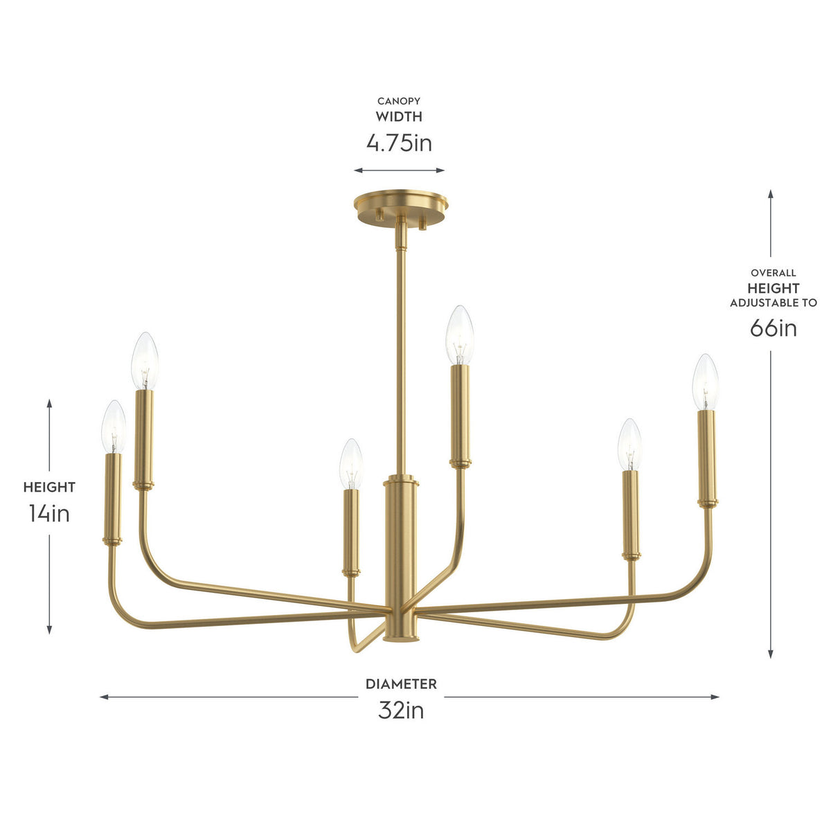 Progress Lighting - P400448-191 - Six Light Chandelier - Reines - Brushed Gold