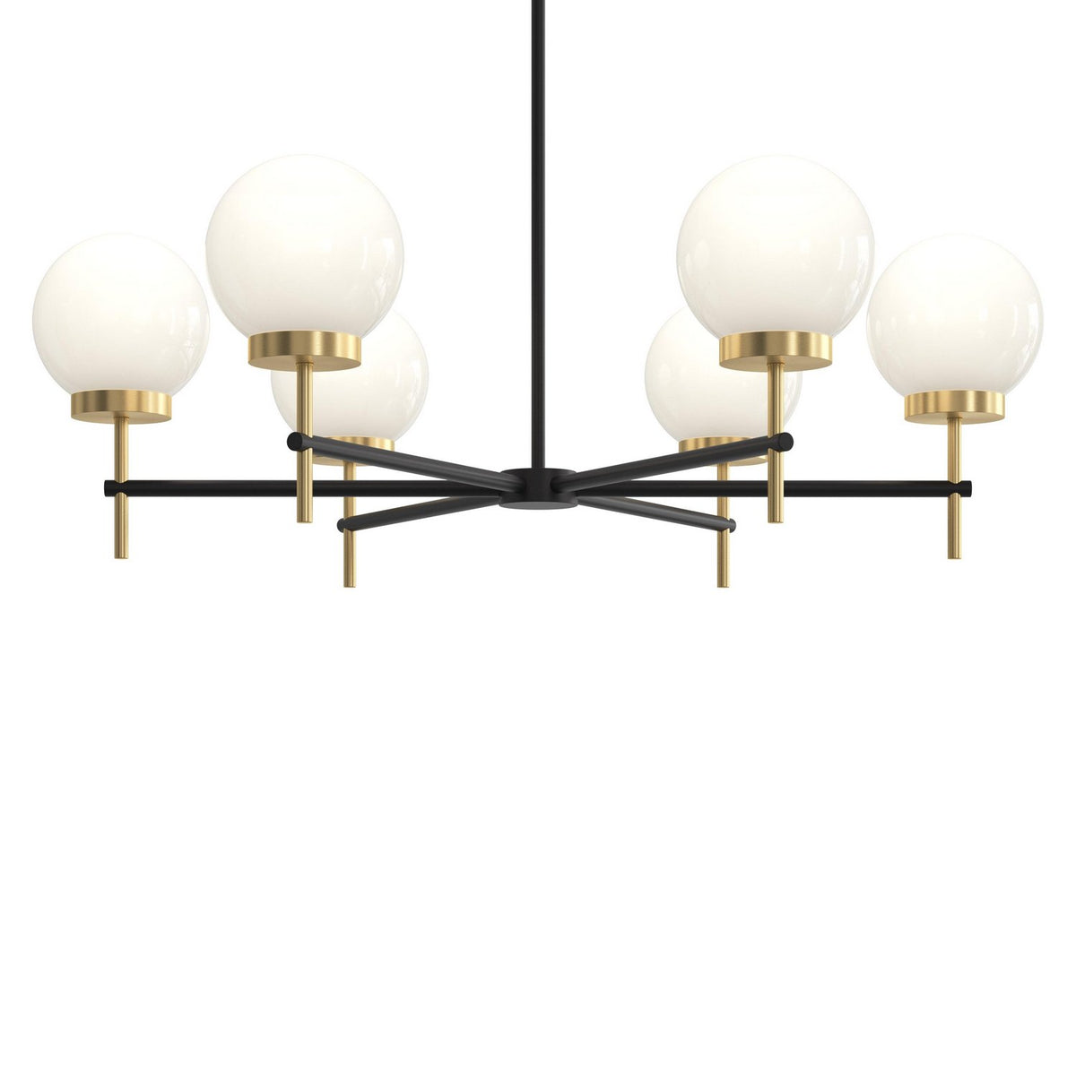 Progress Lighting - P400469-319 - Six Light Chandelier - Rigsby - Matte Black and Brushed Gold