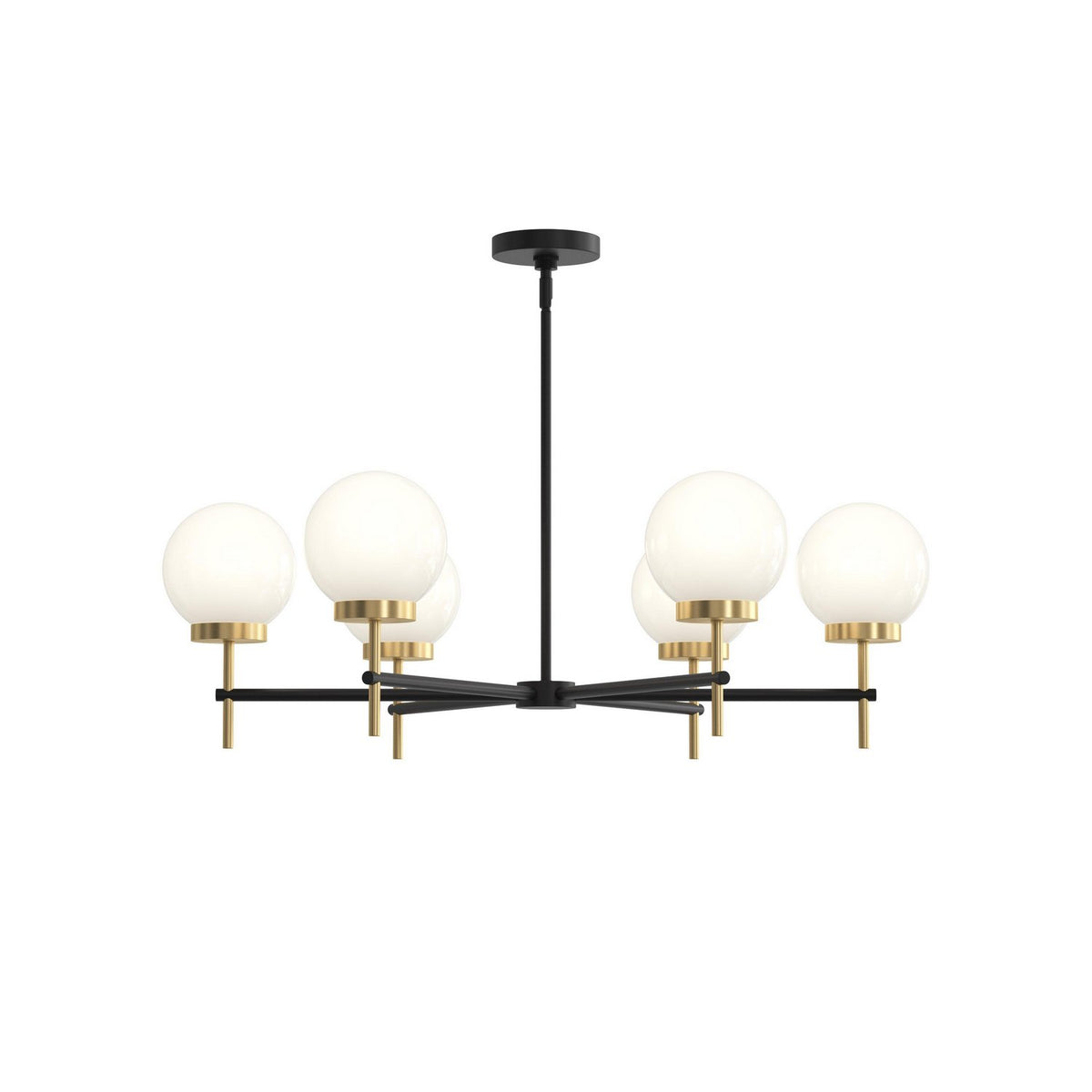 Progress Lighting - P400469-319 - Six Light Chandelier - Rigsby - Matte Black and Brushed Gold