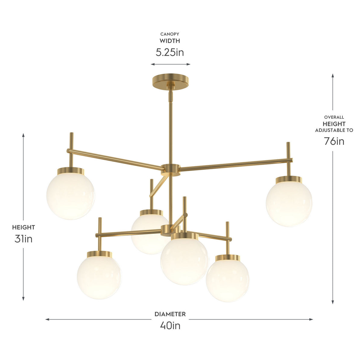 Progress Lighting - P400470-191 - Six Light Chandelier - Rigsby - Brushed Gold