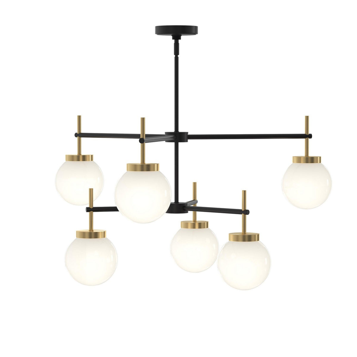 Progress Lighting - P400470-319 - Six Light Chandelier - Rigsby - Matte Black and Brushed Gold