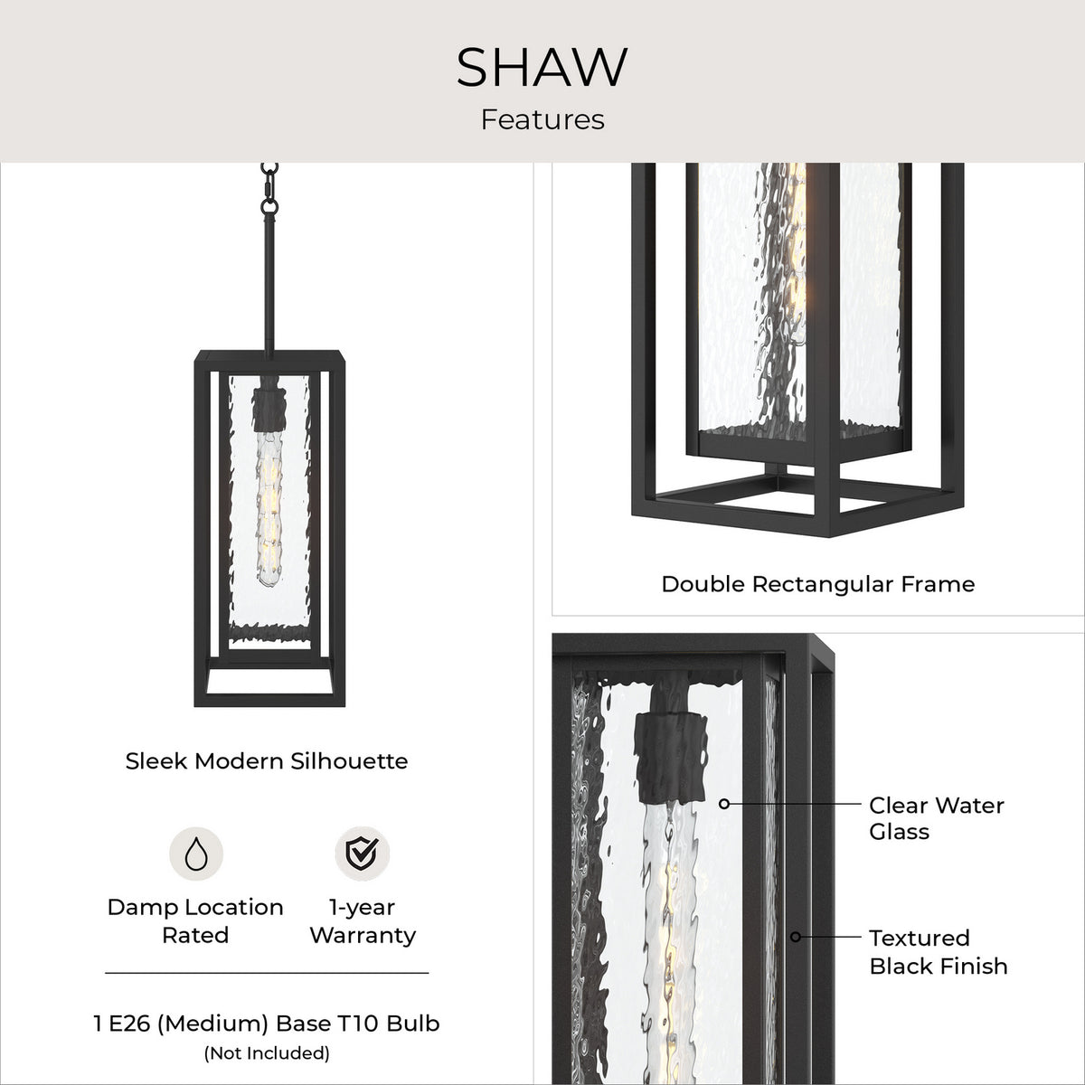 Progress Lighting - P550148-031 - One Light Outdoor Pendant - Shaw - Black
