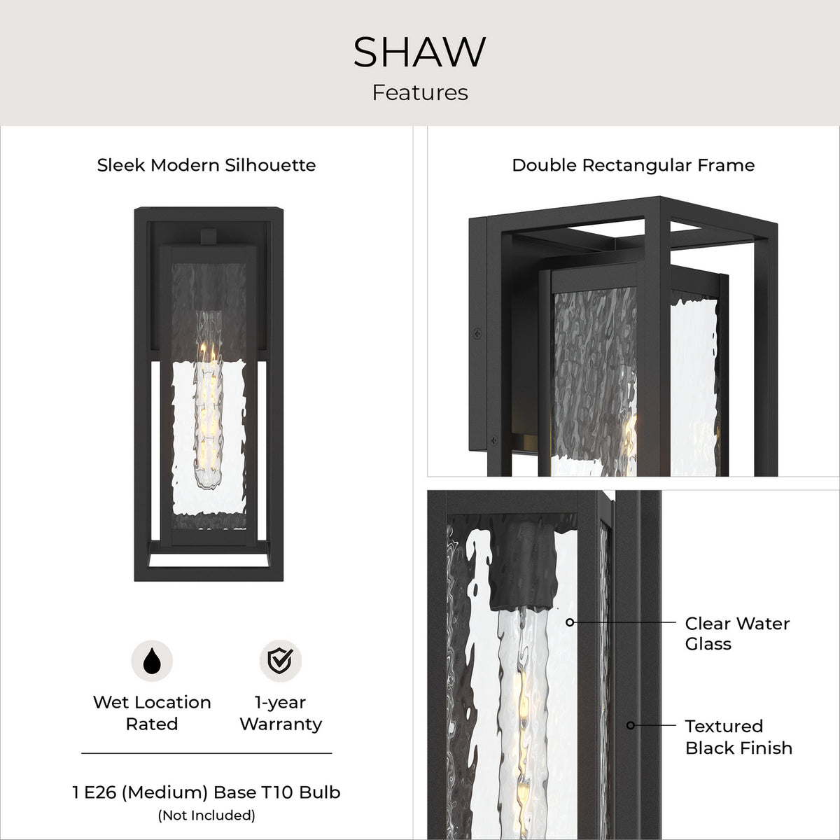 Progress Lighting - P560410-031 - One Light Outdoor Wall Mount - Shaw - Black