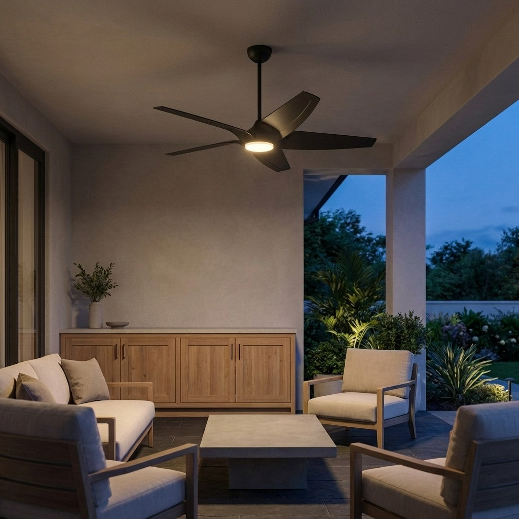 Generation Lighting - 5DLWCSM56MBKD - 56" Ceiling Fan - Dellwood - Midnight Black
