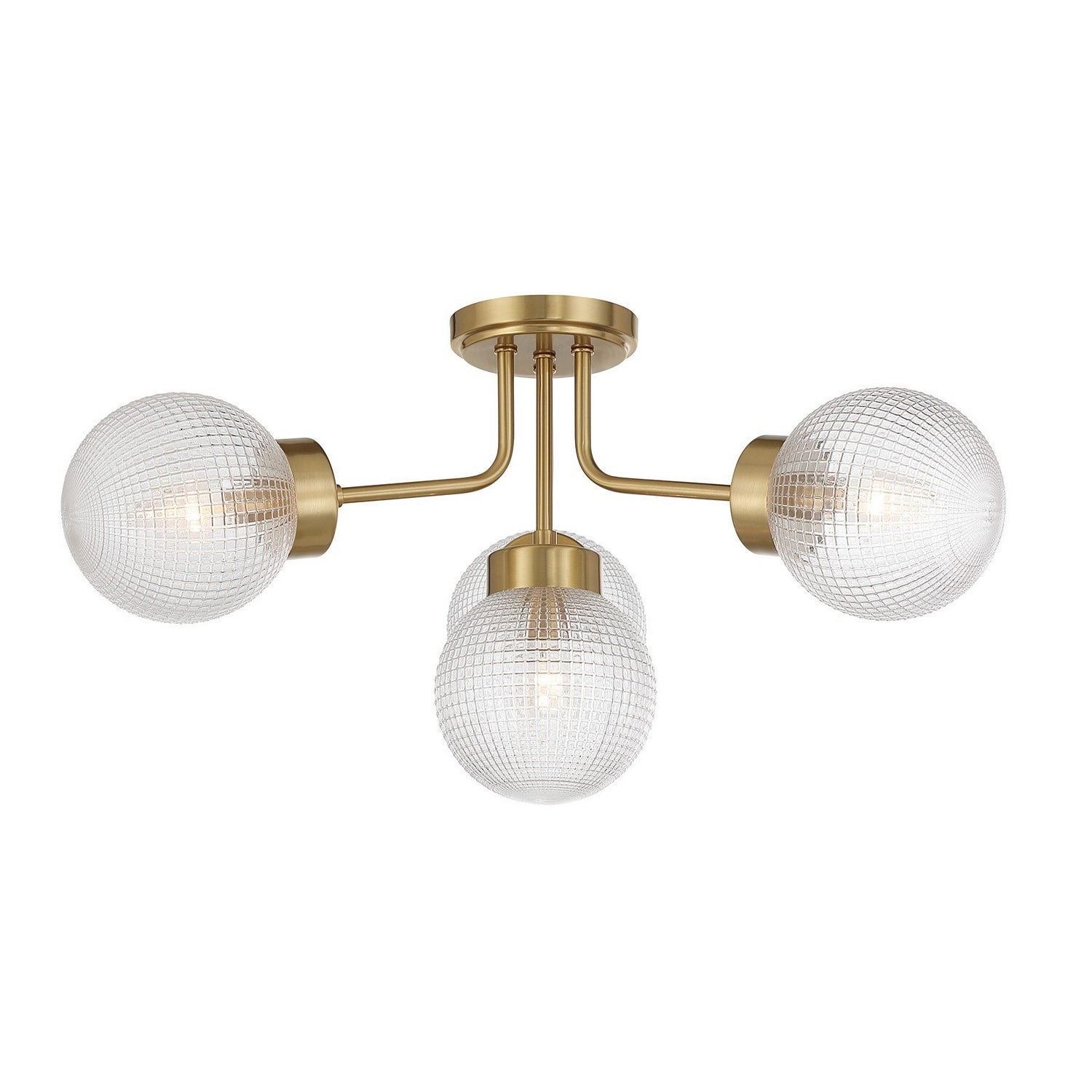 Savoy House - 6-3364-4-322 - Four Light Semi-Flush Mount - Coral - Warm Brass