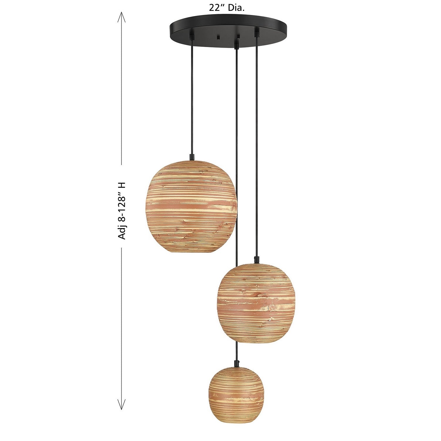 Savoy House - 7-2805-3-89 - Three Light Pendant - Pharr - Matte Black