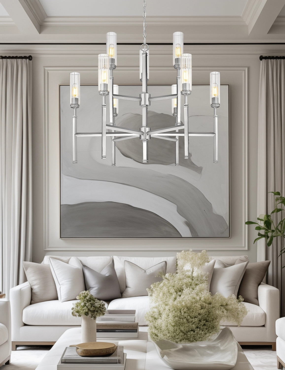 Z-Lite - 3047-9BN - Nine Light Chandelier - Esme - Brushed Nickel