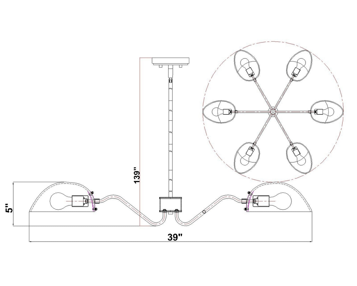 Z-Lite - 3048-6MGLD - Six Light Chandelier - Breton - Modern Gold