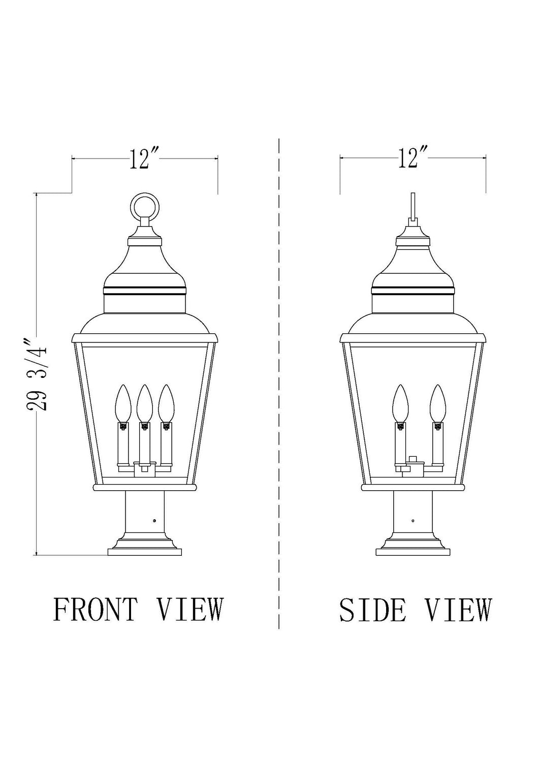 Z-Lite - 5029PHBR-533PM-BK - Three Light Outdoor Pier Mount - Raphael - Sand Black