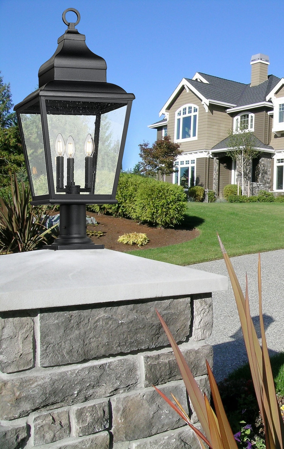 Z-Lite - 5029PHBR-533PM-BK - Three Light Outdoor Pier Mount - Raphael - Sand Black
