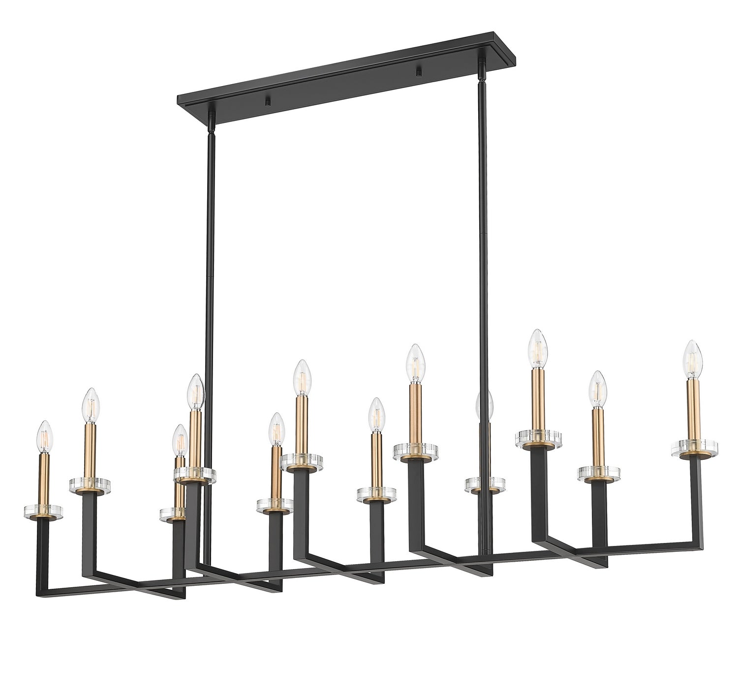 Z-Lite - 6100-12L-MB - 12 Light Linear Chandelier - Gaultier - Matte Black + Modern Gold