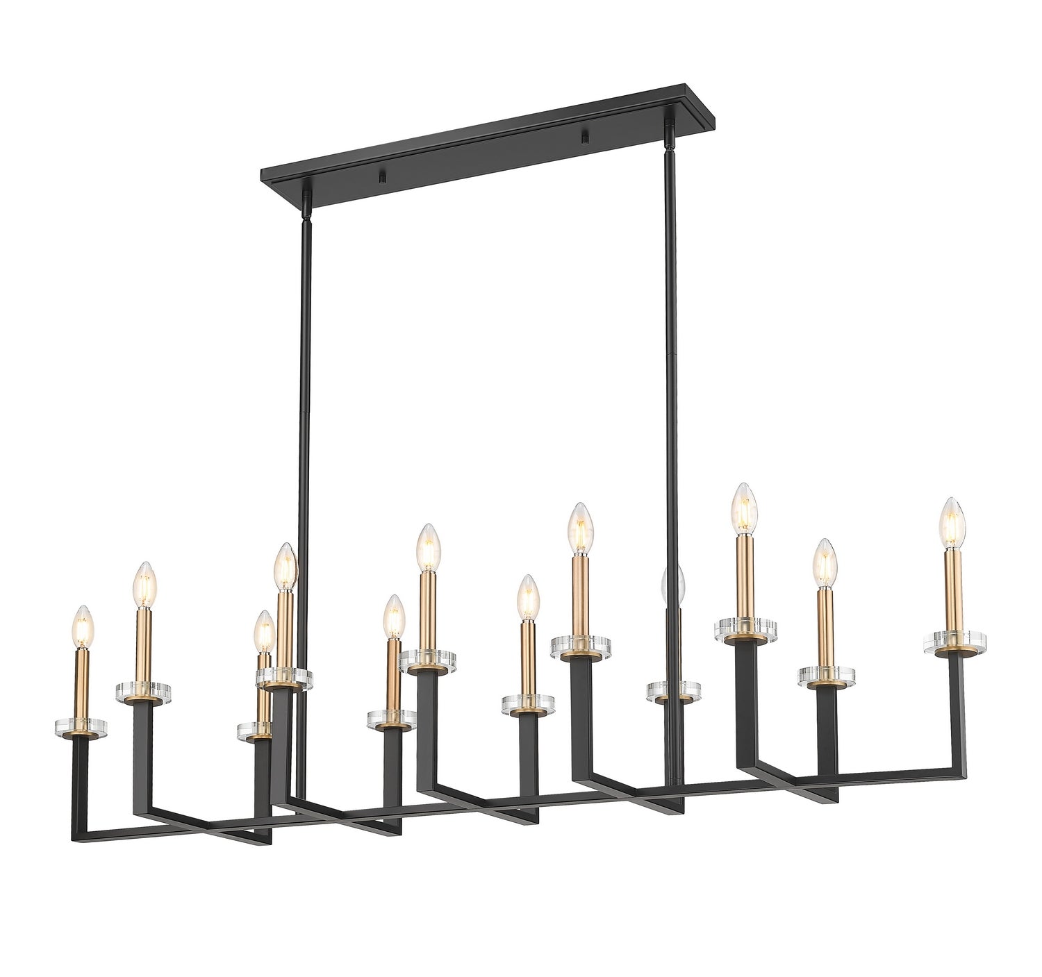 Z-Lite - 6100-12L-MB - 12 Light Linear Chandelier - Gaultier - Matte Black + Modern Gold