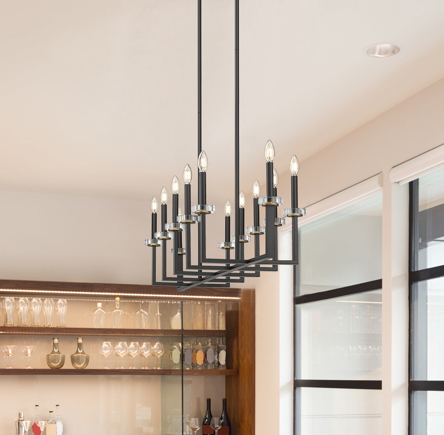 Z-Lite - 6100-12L-MB - 12 Light Linear Chandelier - Gaultier - Matte Black + Modern Gold