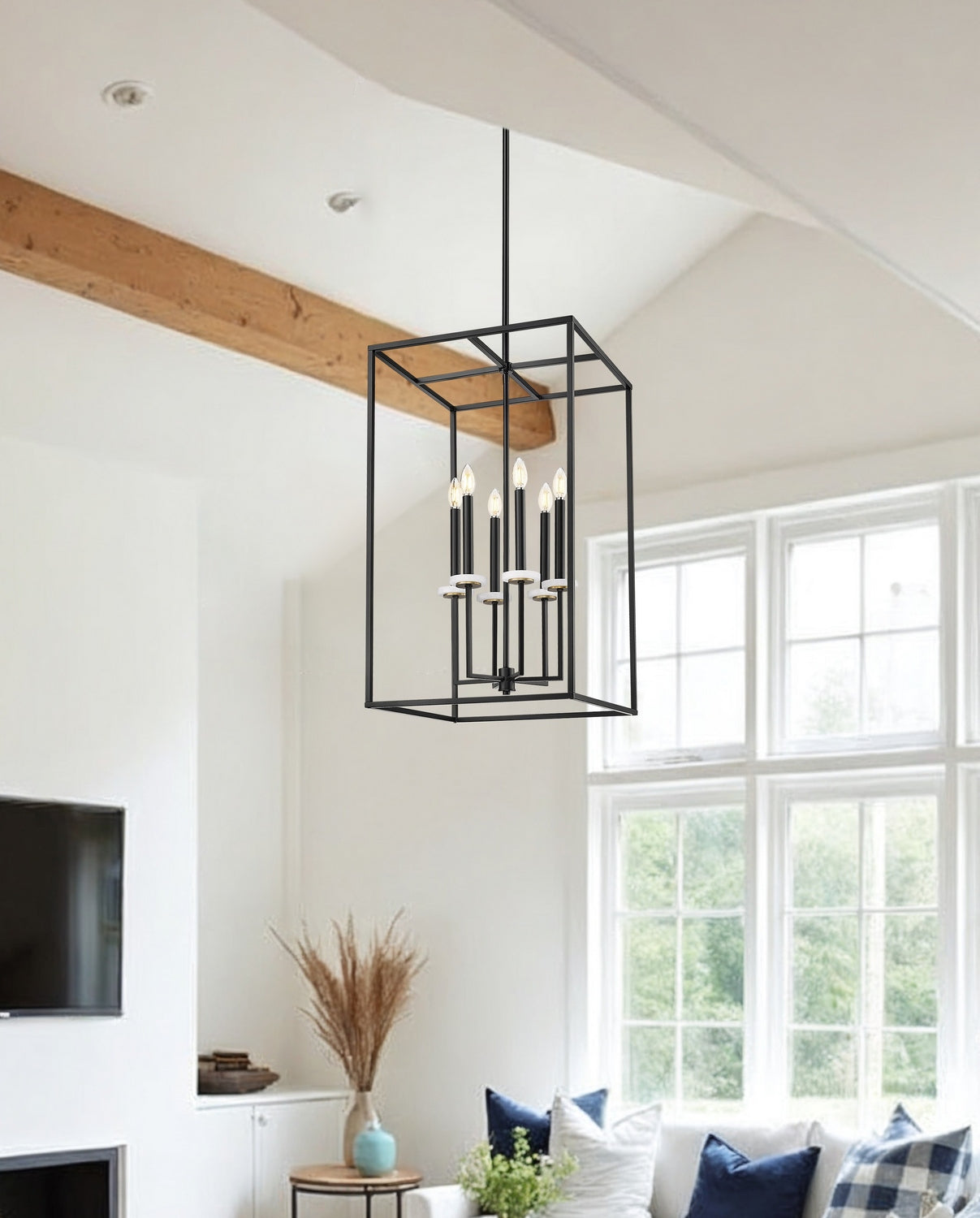 Z-Lite - 6100-32MB - Six Light Chandelier - Gaultier - Matte Black + Modern Gold