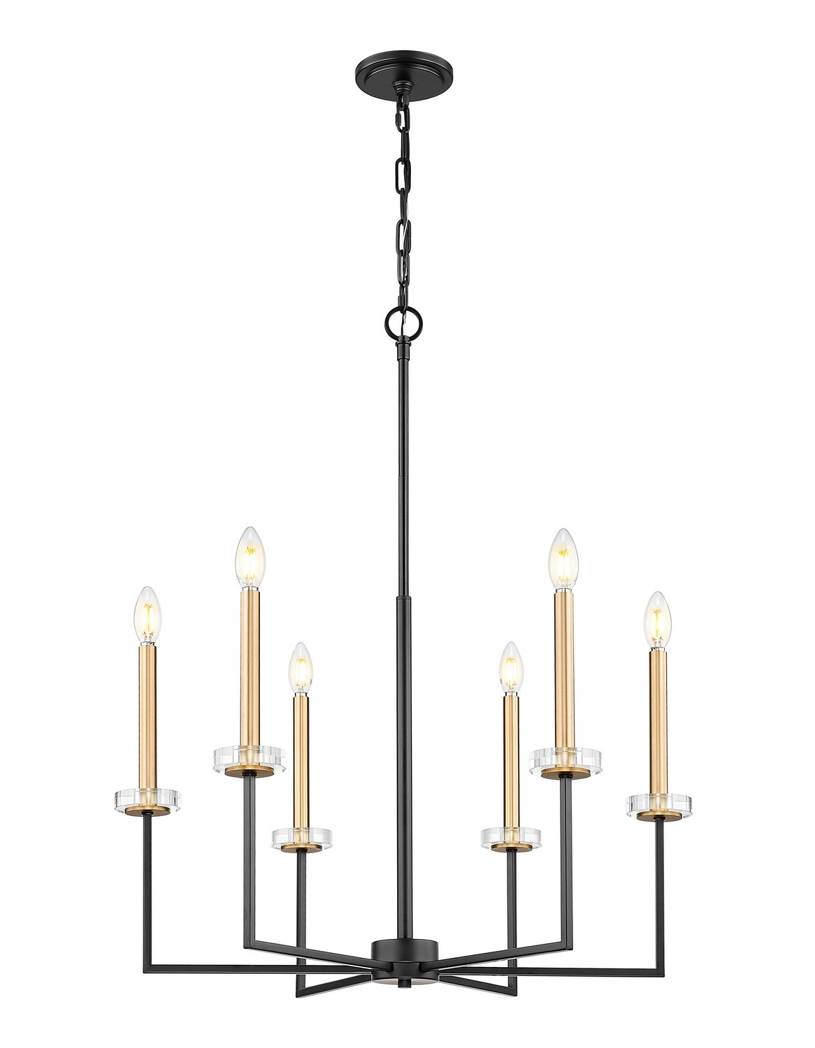 Z-Lite - 6100-6MB - Six Light Chandelier - Gaultier - Matte Black + Modern Gold