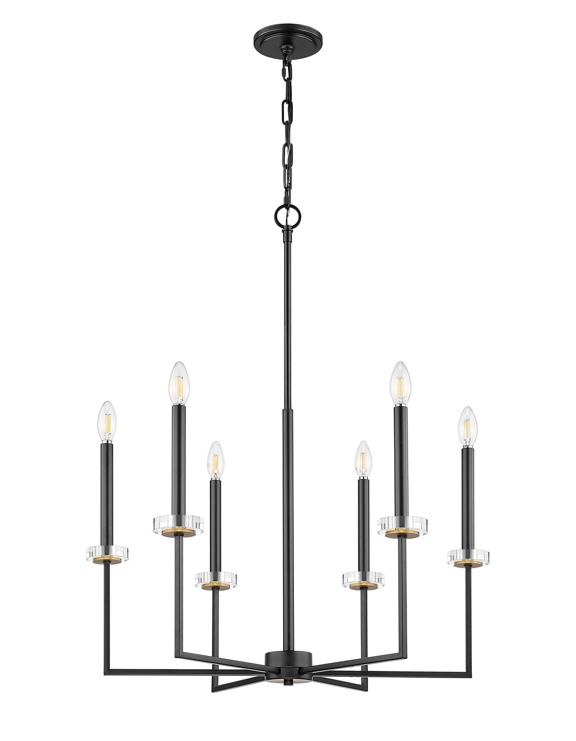 Z-Lite - 6100-6MB - Six Light Chandelier - Gaultier - Matte Black + Modern Gold
