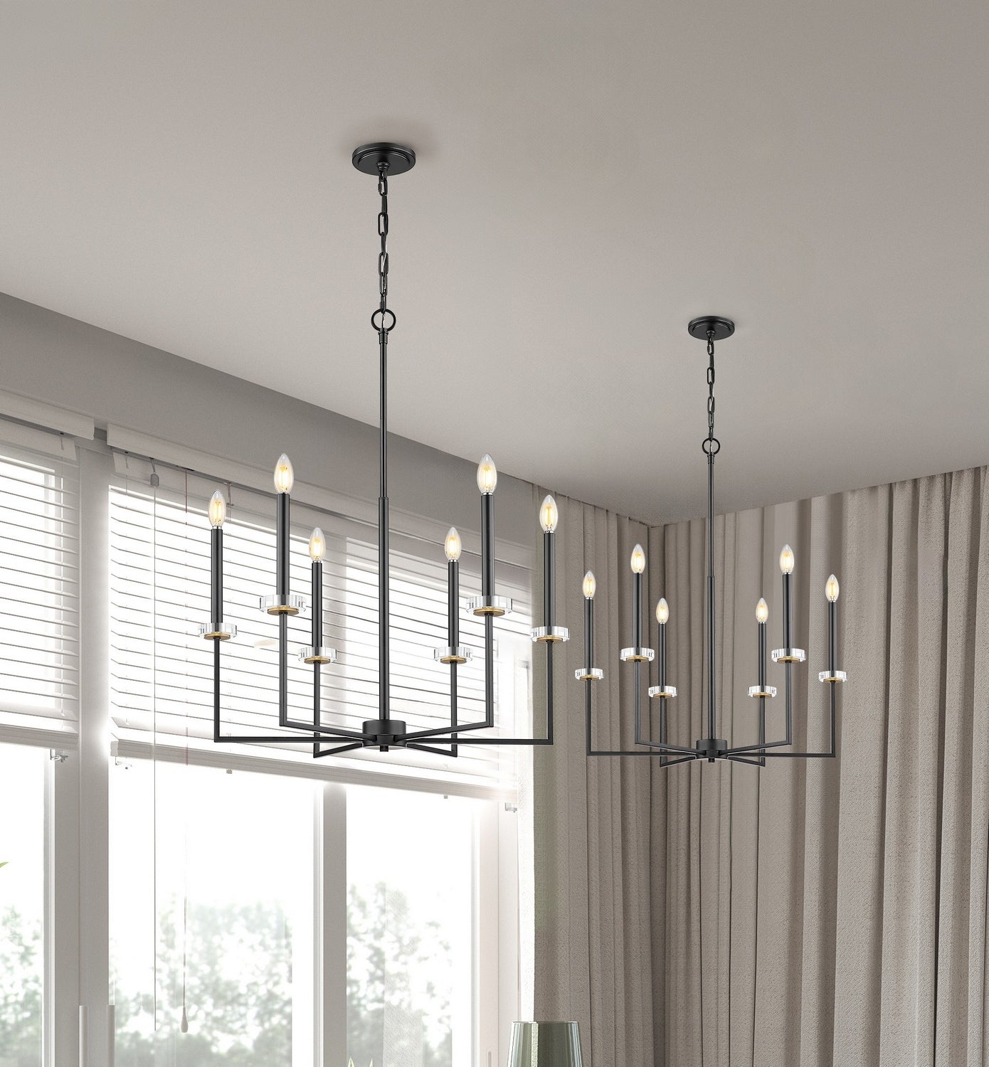 Z-Lite - 6100-6MB - Six Light Chandelier - Gaultier - Matte Black + Modern Gold
