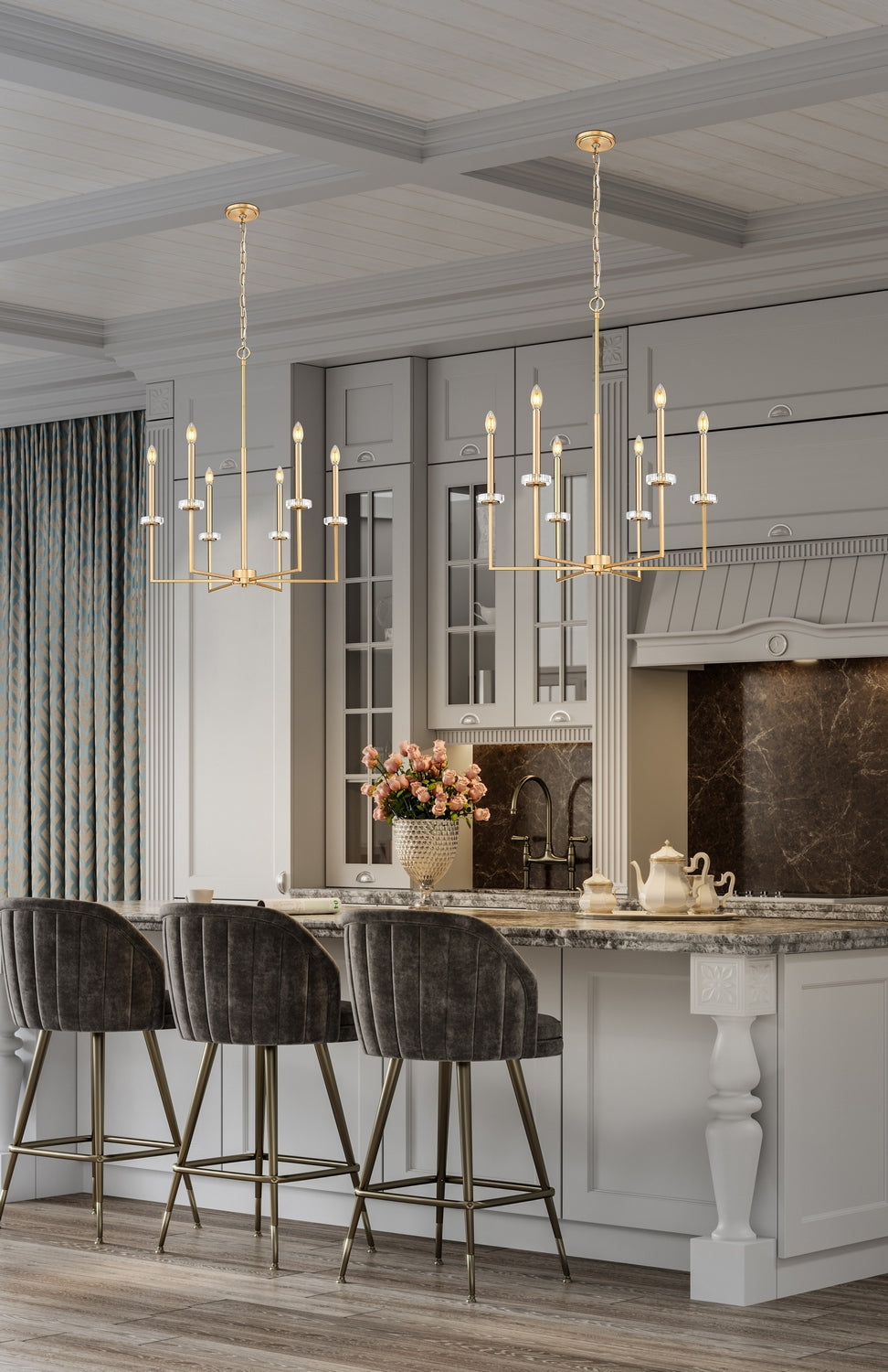 Z-Lite - 6100-6MGLD - Six Light Chandelier - Gaultier - Modern Gold