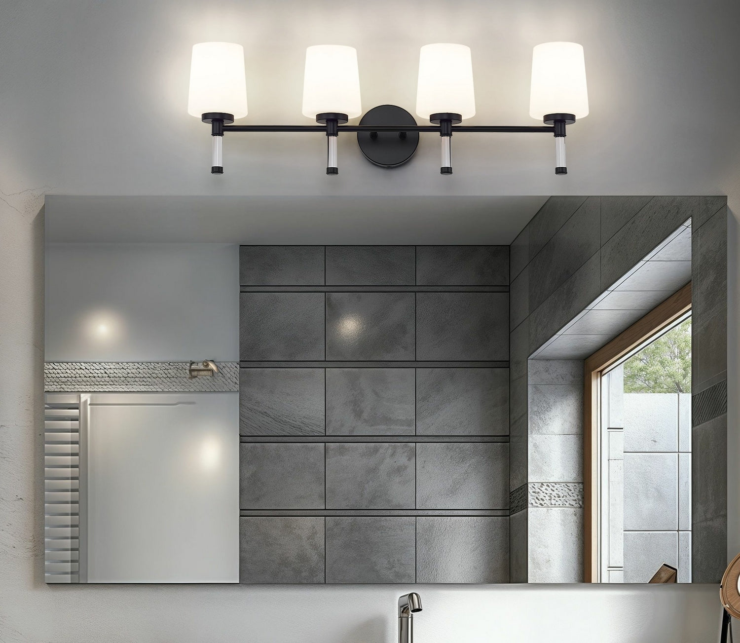 Z-Lite - 7700-4V-MB - Four Light Vanity - Henri - Matte Black