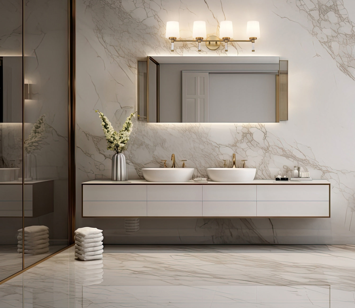Z-Lite - 7700-4V-MGLD - Four Light Vanity - Henri - Modern Gold