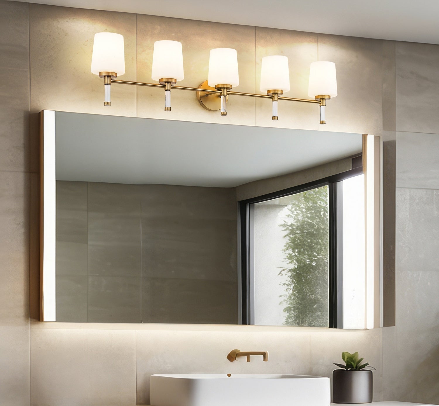Z-Lite - 7700-5V-MGLD - Five Light Vanity - Henri - Modern Gold