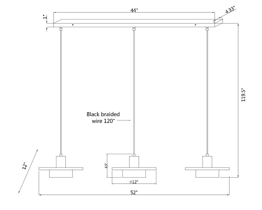 Z-Lite - 829P12-3L-BN-LED - LED Linear Chandelier - Ludo - Brushed Nickel