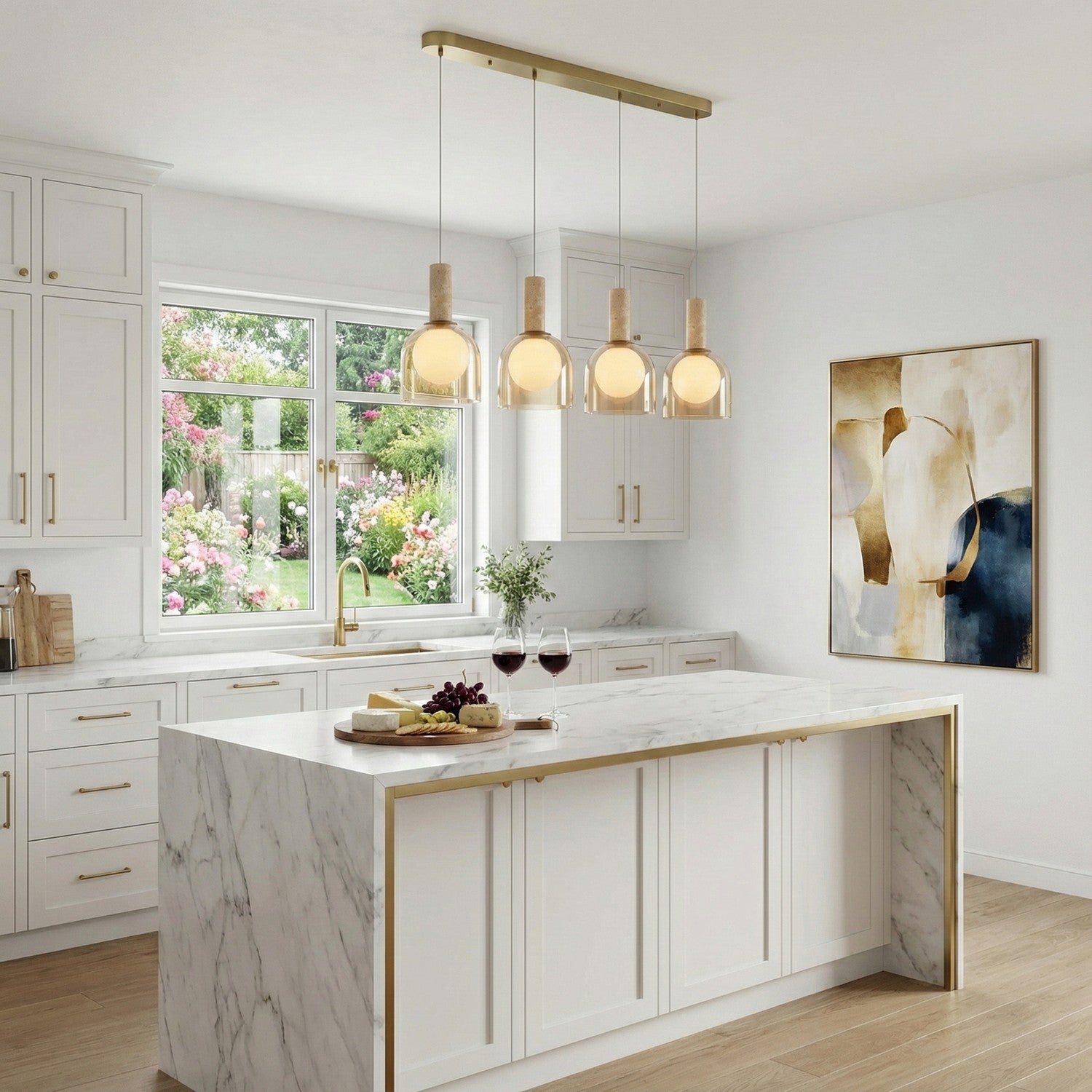 Artcraft - SC13384BR - Four Light Island Pendant - Juna - Brass
